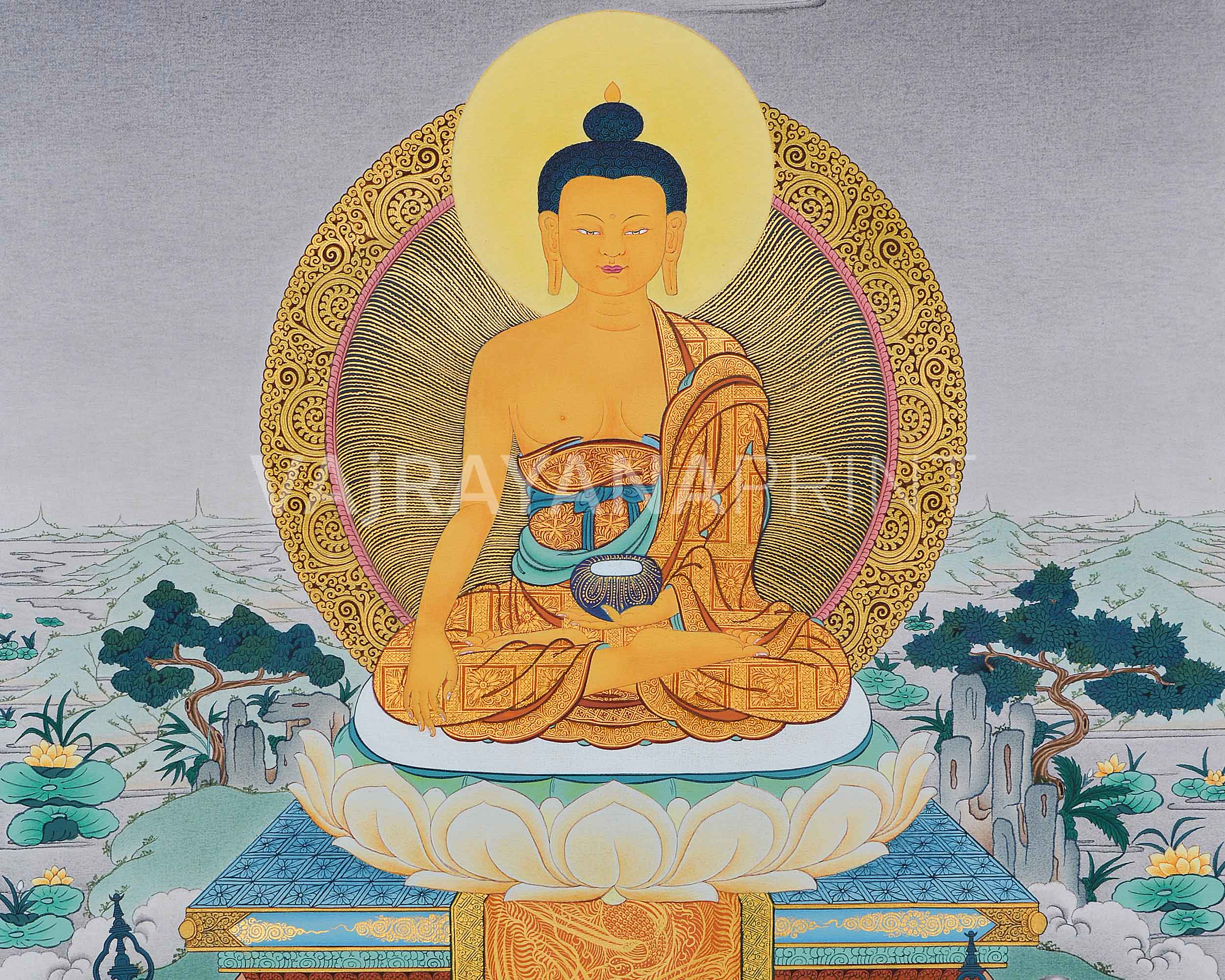 Historical Buddha Canvas Print | Tibetan Artwork of Shakyamuni Buddha