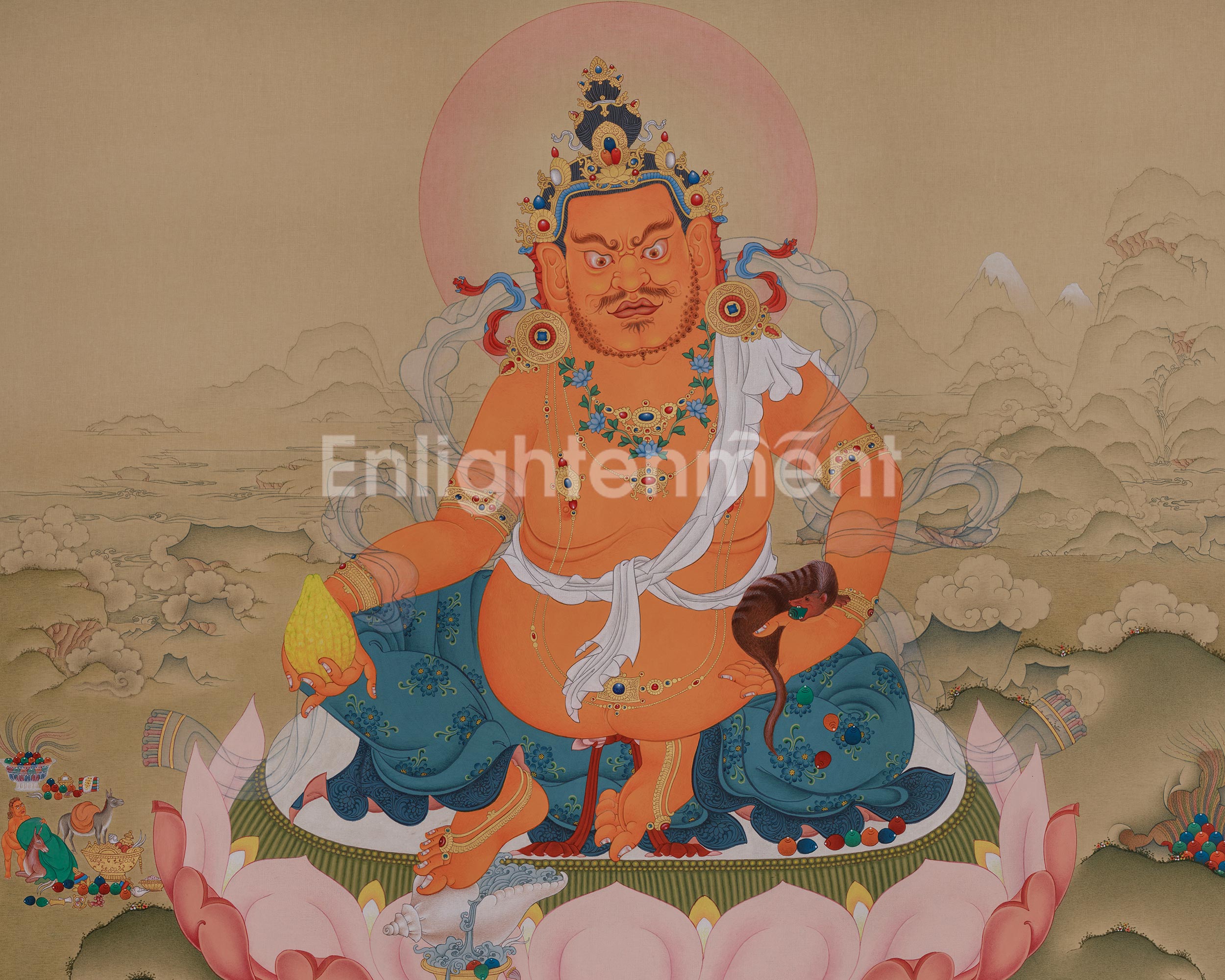 Sacred Dzambhala Prosperity Deity | Vajrayana Abundance Artwork