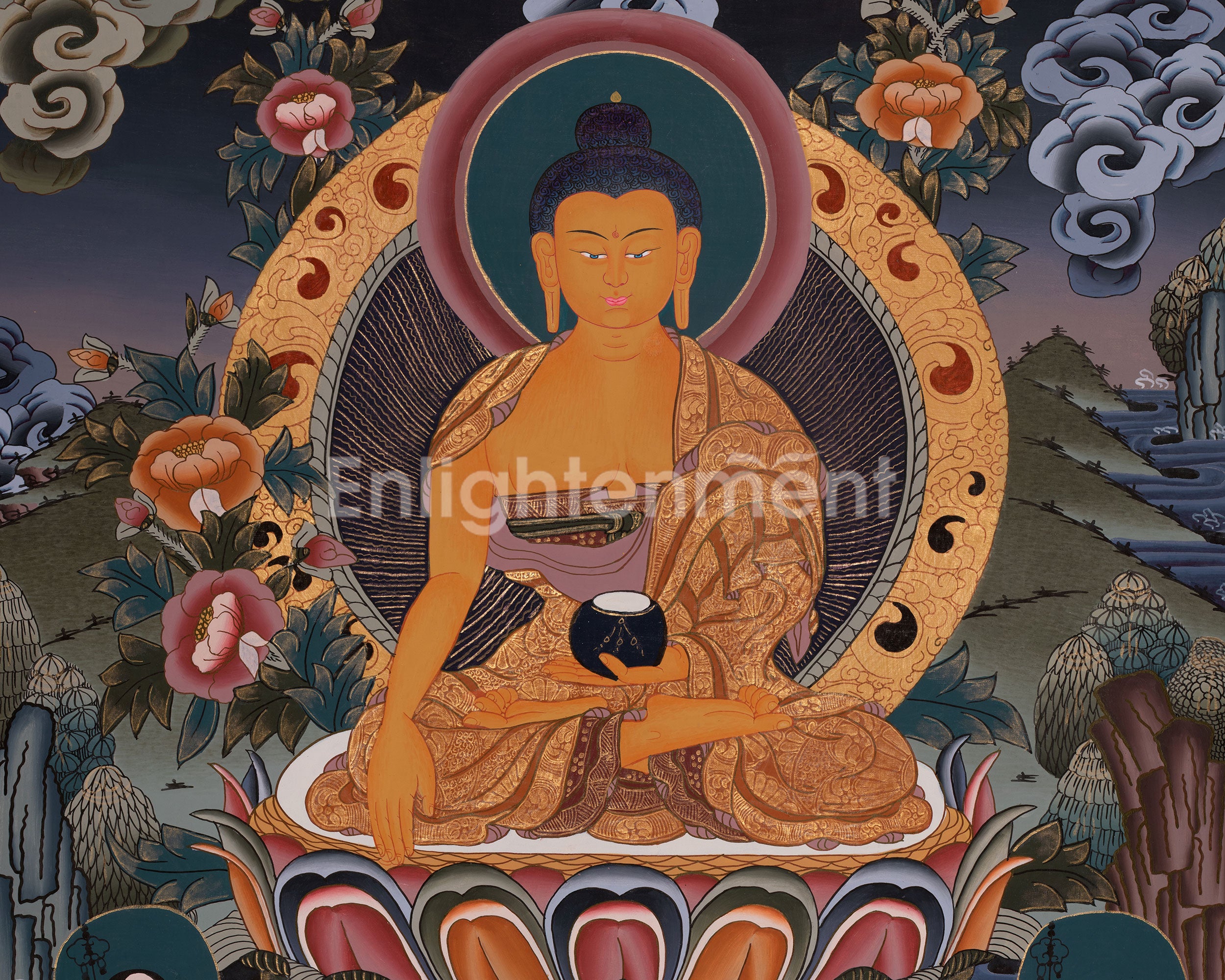 Original Hand-Painted Shakyamuni Buddha Thangka | Mindfulness Meditation And Yoga