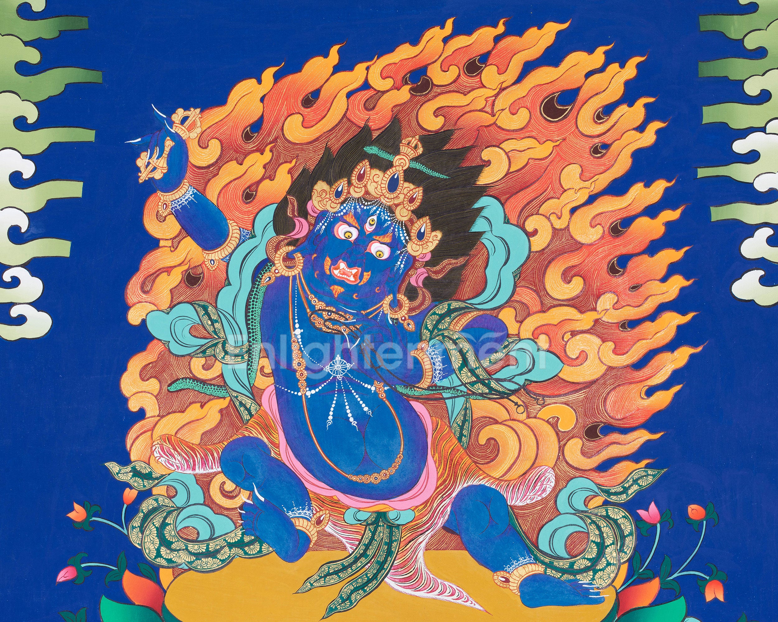 Tibtetan Wrathful Deity | Vajrapani Thangka for Protection and Transformation