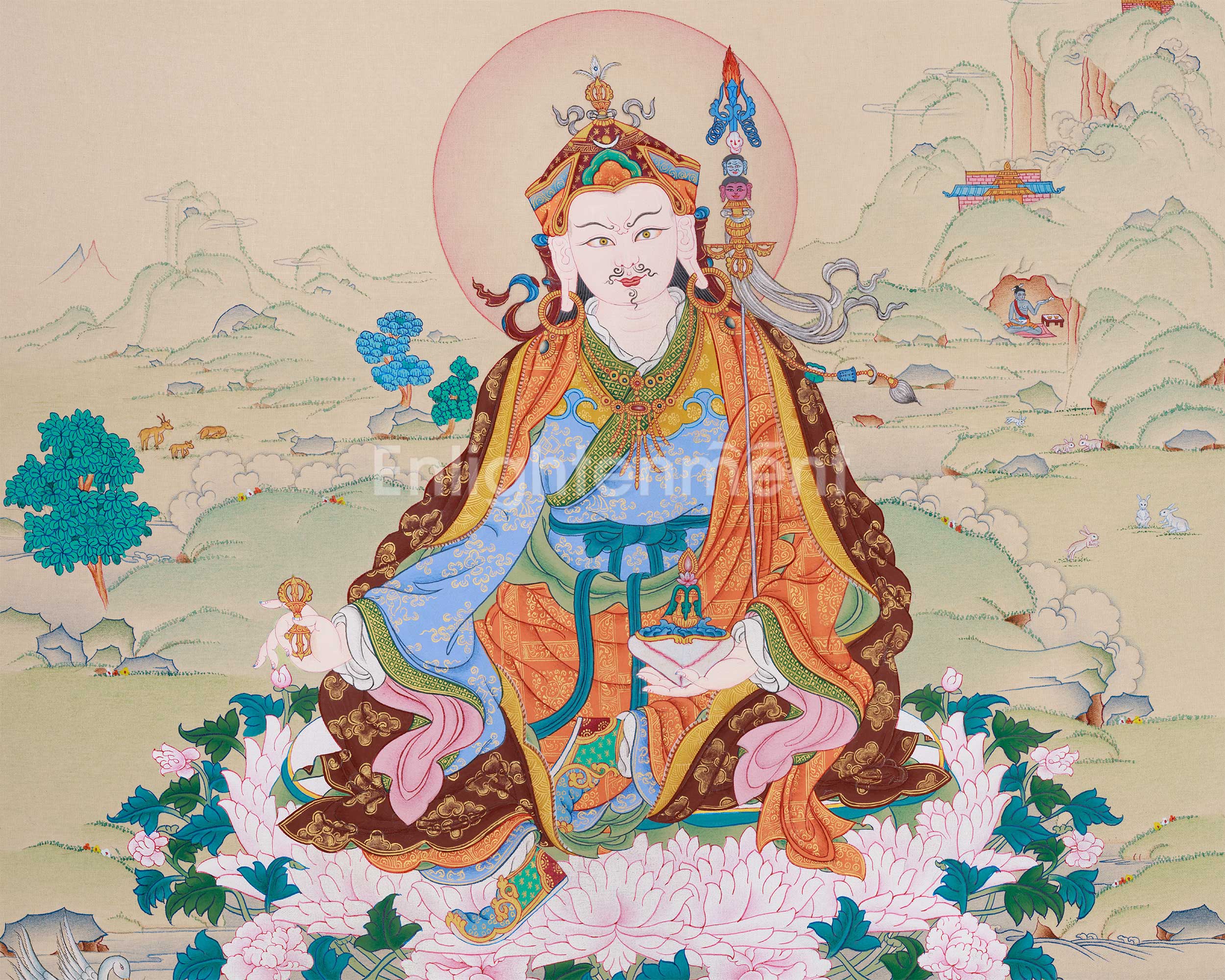 Tibetan Guru Rinpoche Artwork | Padmasambhava Lotus-Born Master