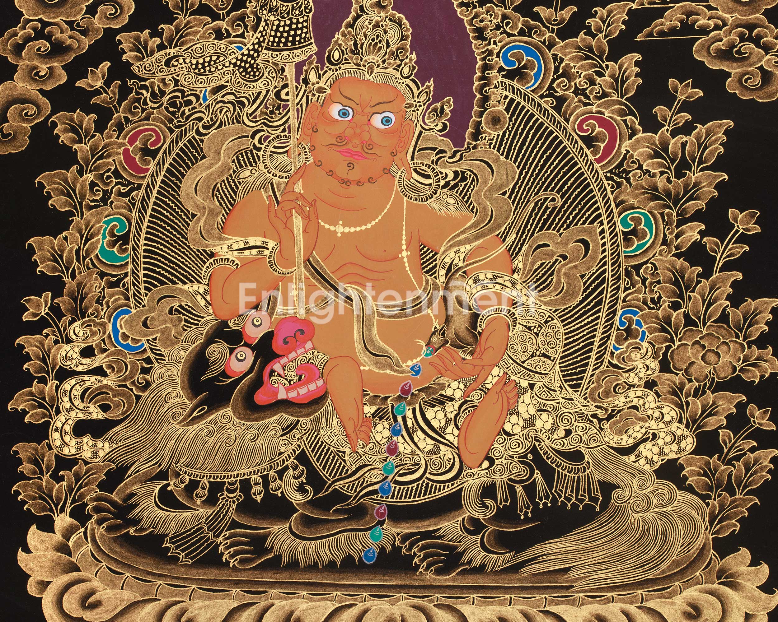Gold Style Namtose Thangka Painting | Original Hand-Painted Buddha of Wealth