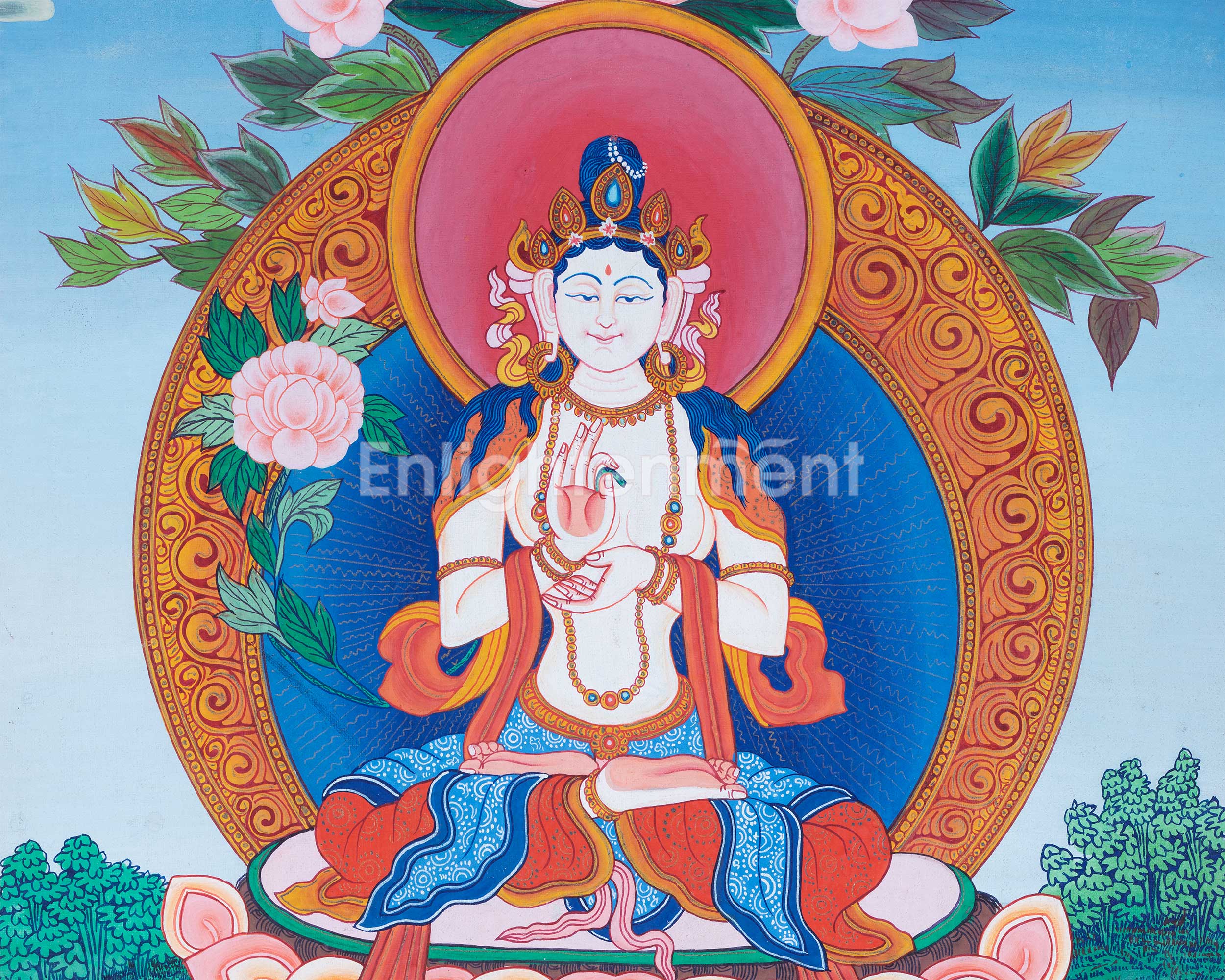White Tara | Female Buddhist Divinity | Original Thangka Painting