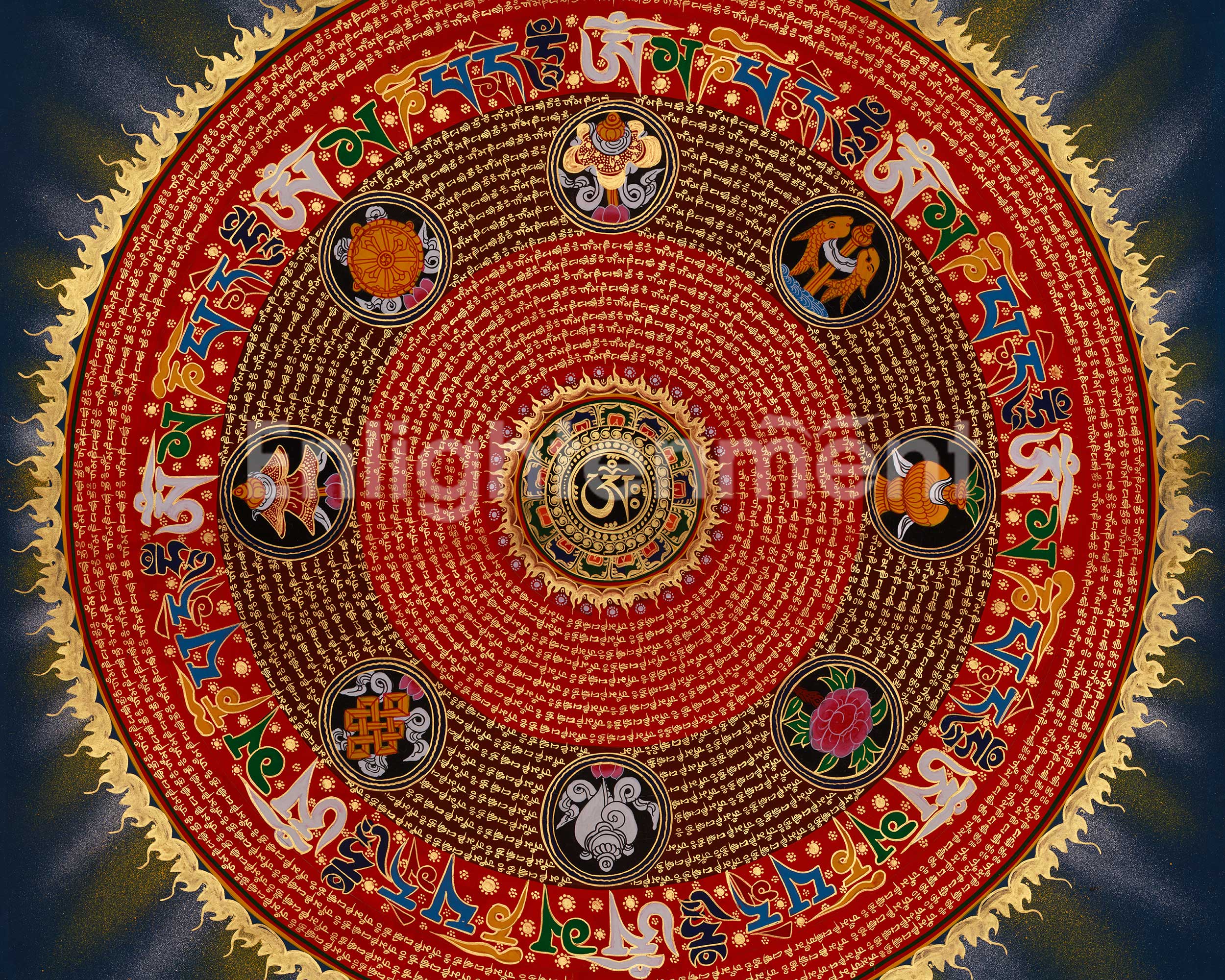 Mantra Mandala Spiritual Art | Representation of Sacred Sound and Spiritual Focus | Home Decor