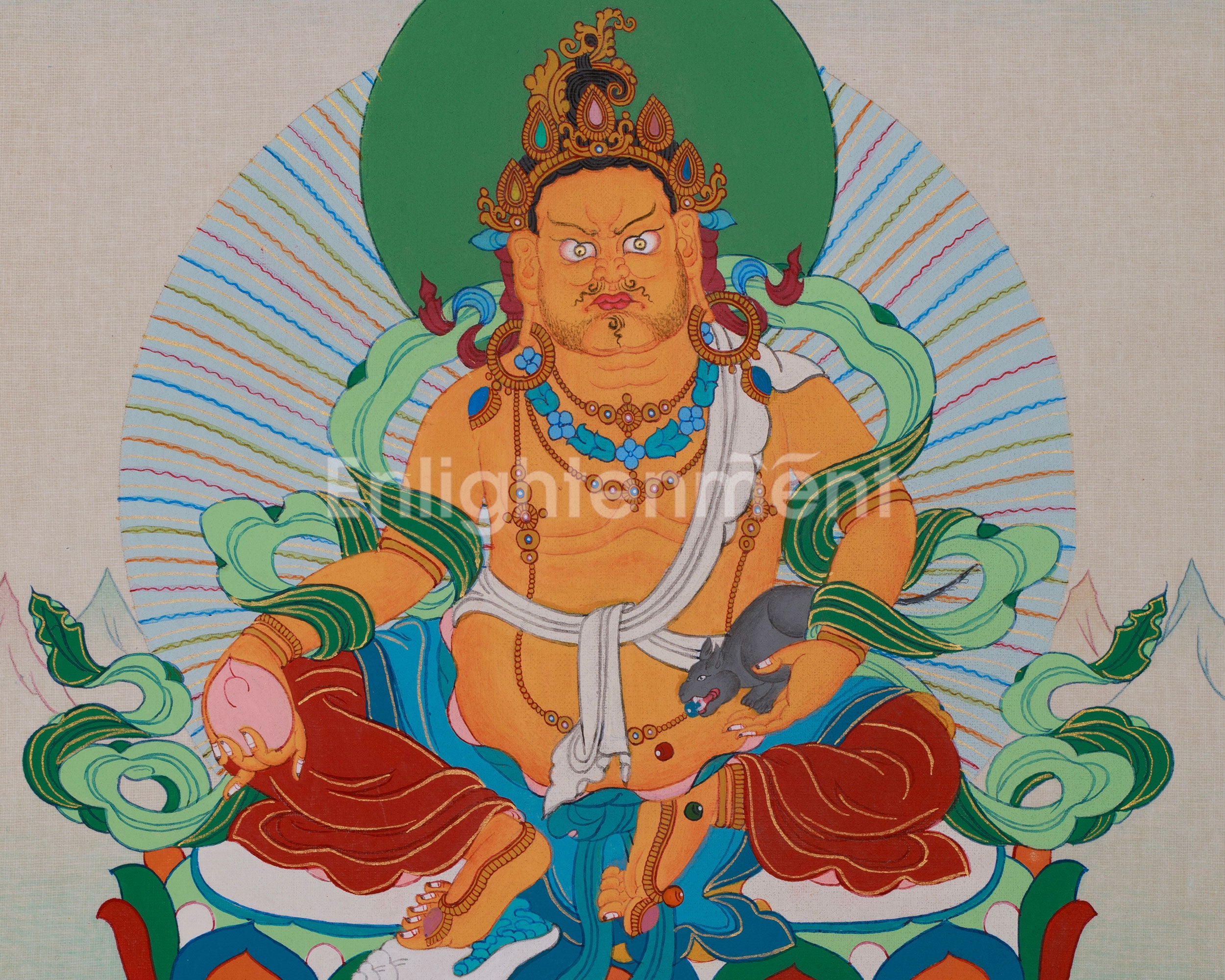 The God of Wealth, Dzambhala Thangka | Buddhist Deity of Prosperity