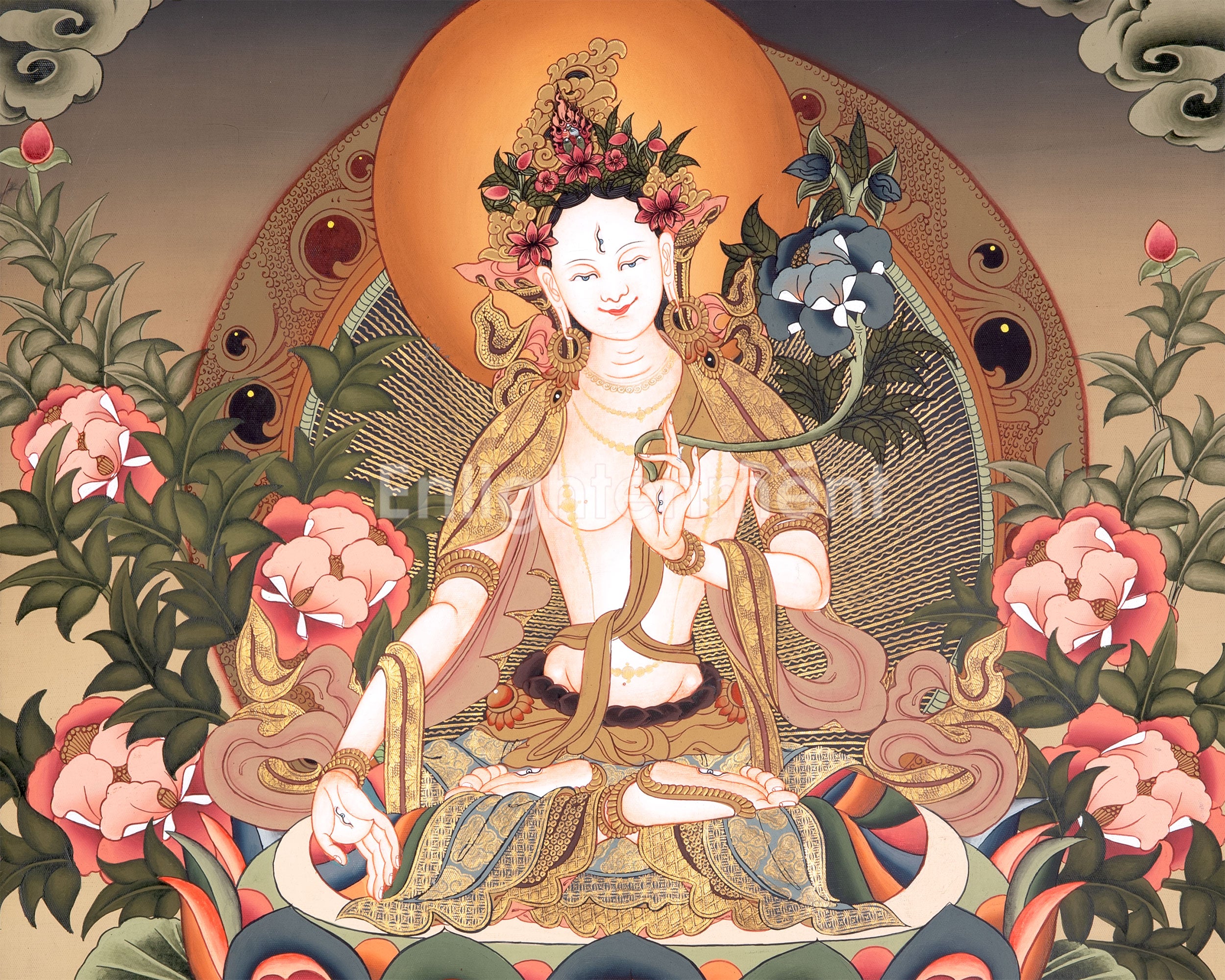 Tara Brocade Mounted Thangka  | Spiritual Gift for Buddhists