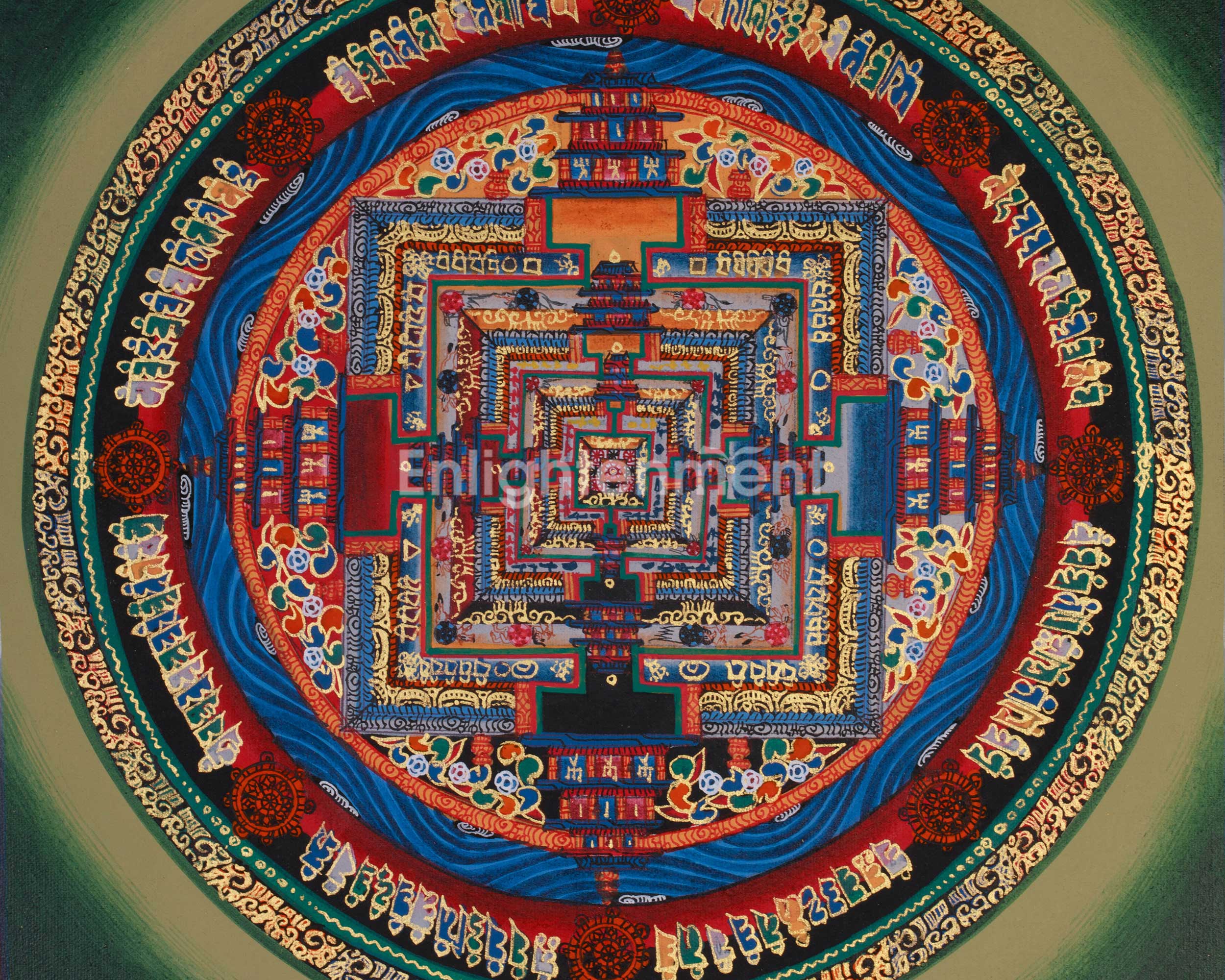 Small Kalachakra Mandala Thangka | Tibetan Art of Time and Cosmic Balance