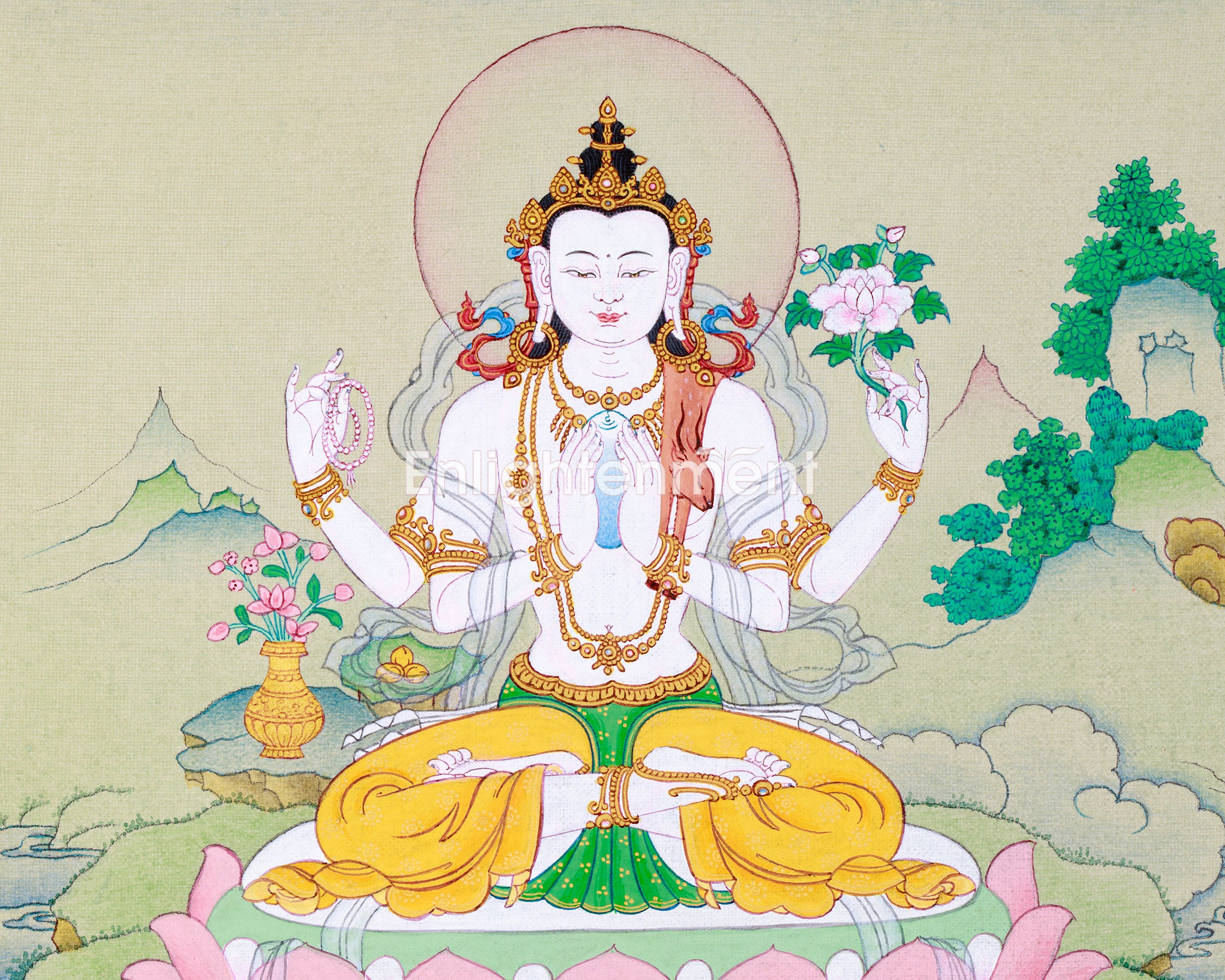 Small Avalokiteshvara Thangka: Premium Art
