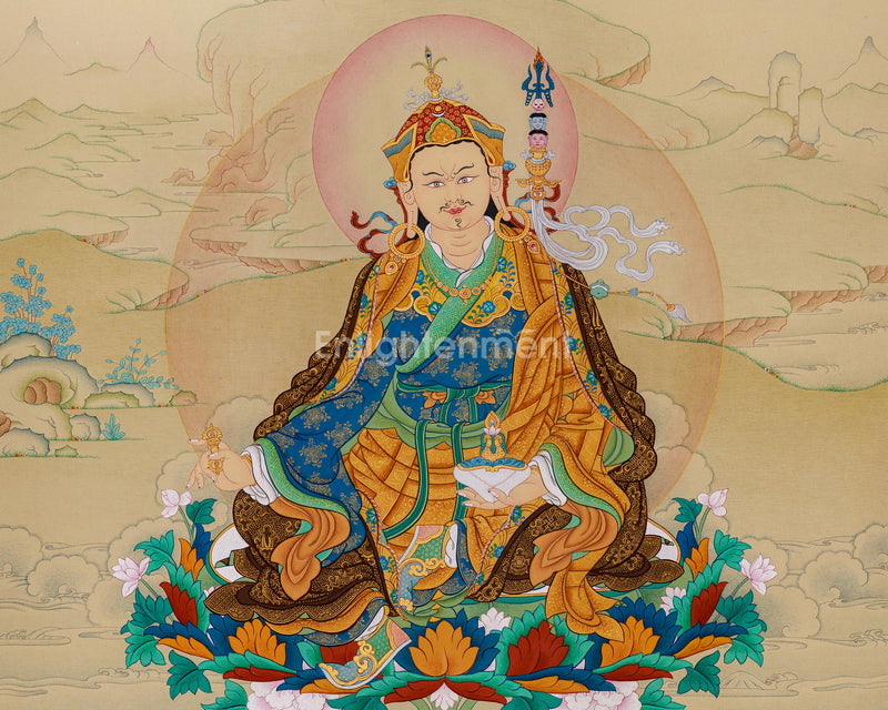 Hand-Painted Padmasambhava Art | Traditional Tibetan Thangka Painting