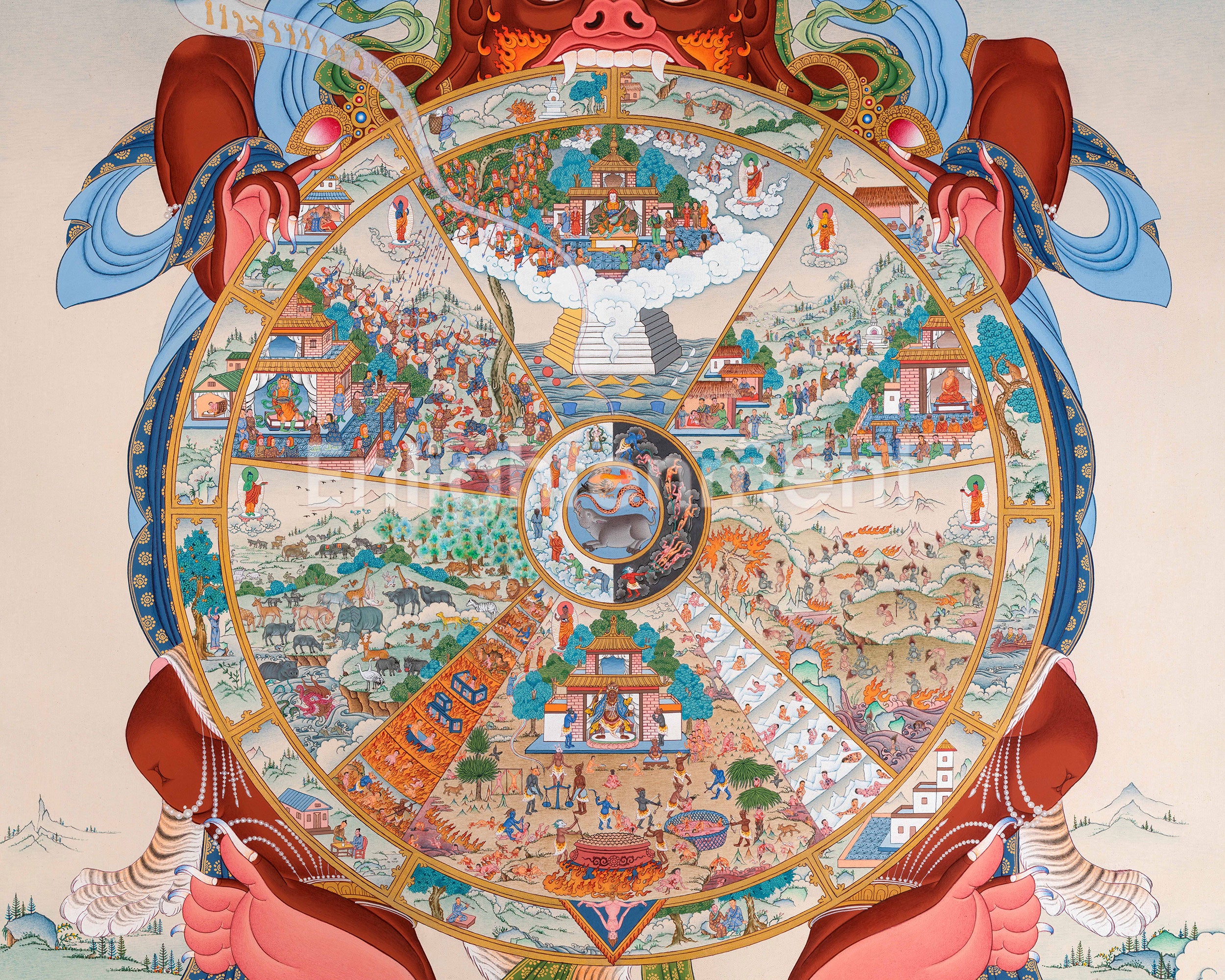 Wheel of Life Print | Depiction of Samsara | Digital Print on Hahnemühle Paper