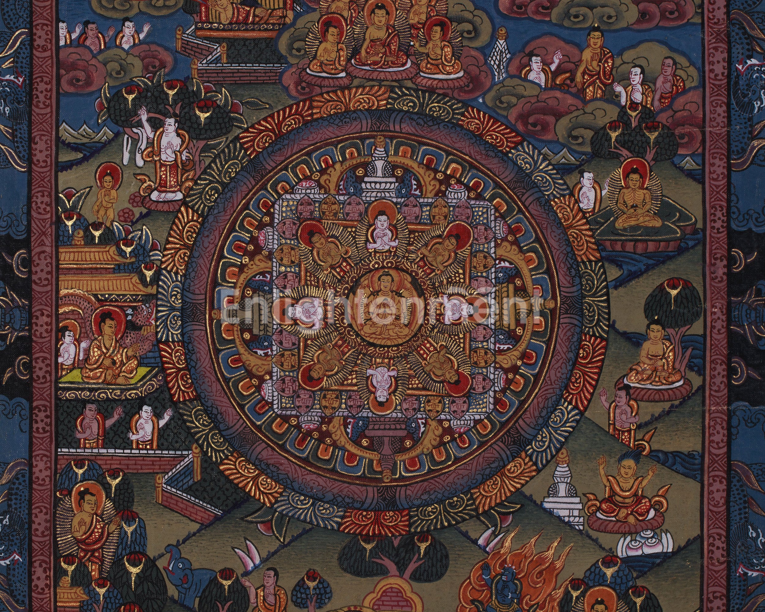 Vintage Buddha Mandala Thangka | Spiritual Gifts