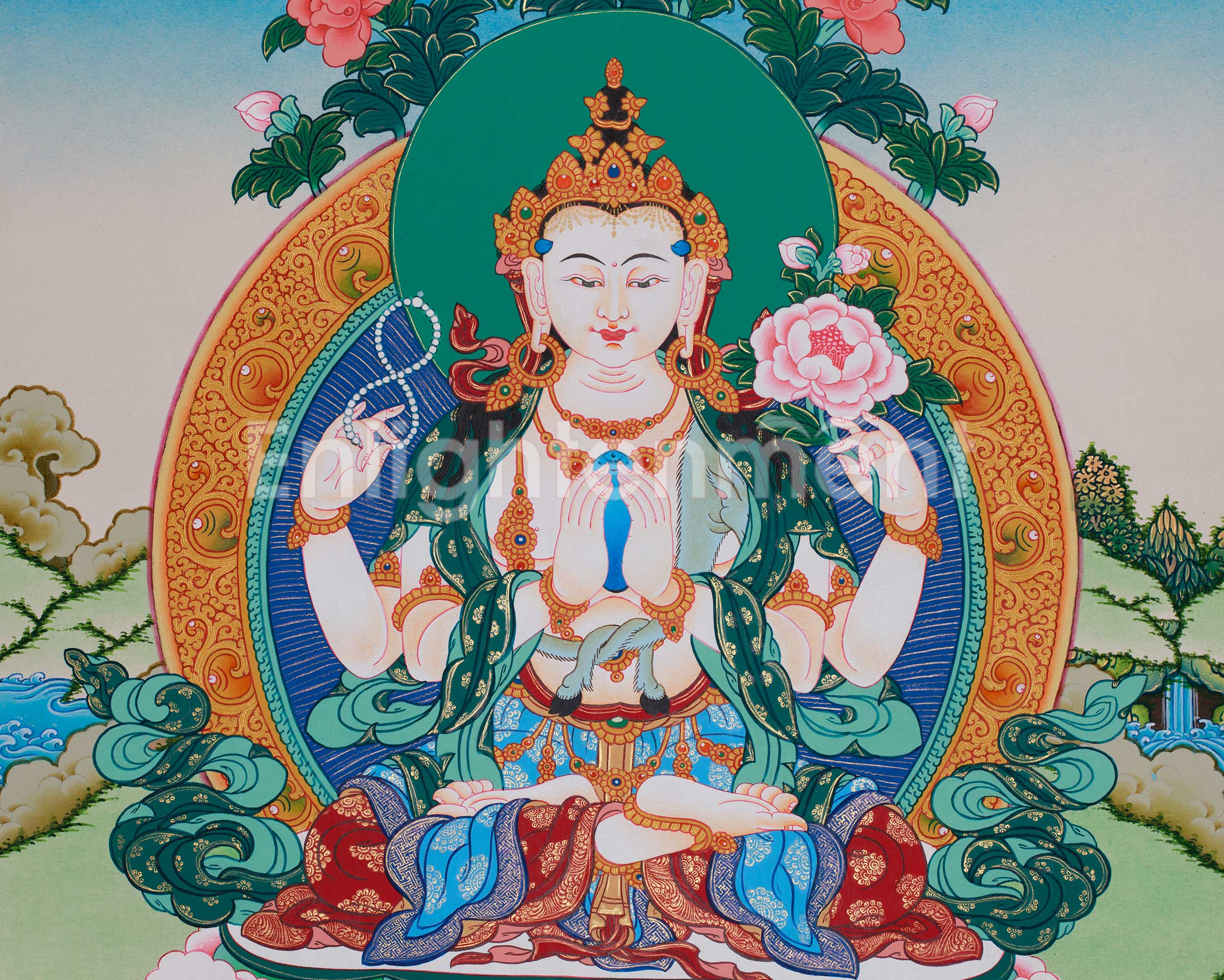 Traditional Four-Armed Chenrezig | Avalokiteshvara Artwork