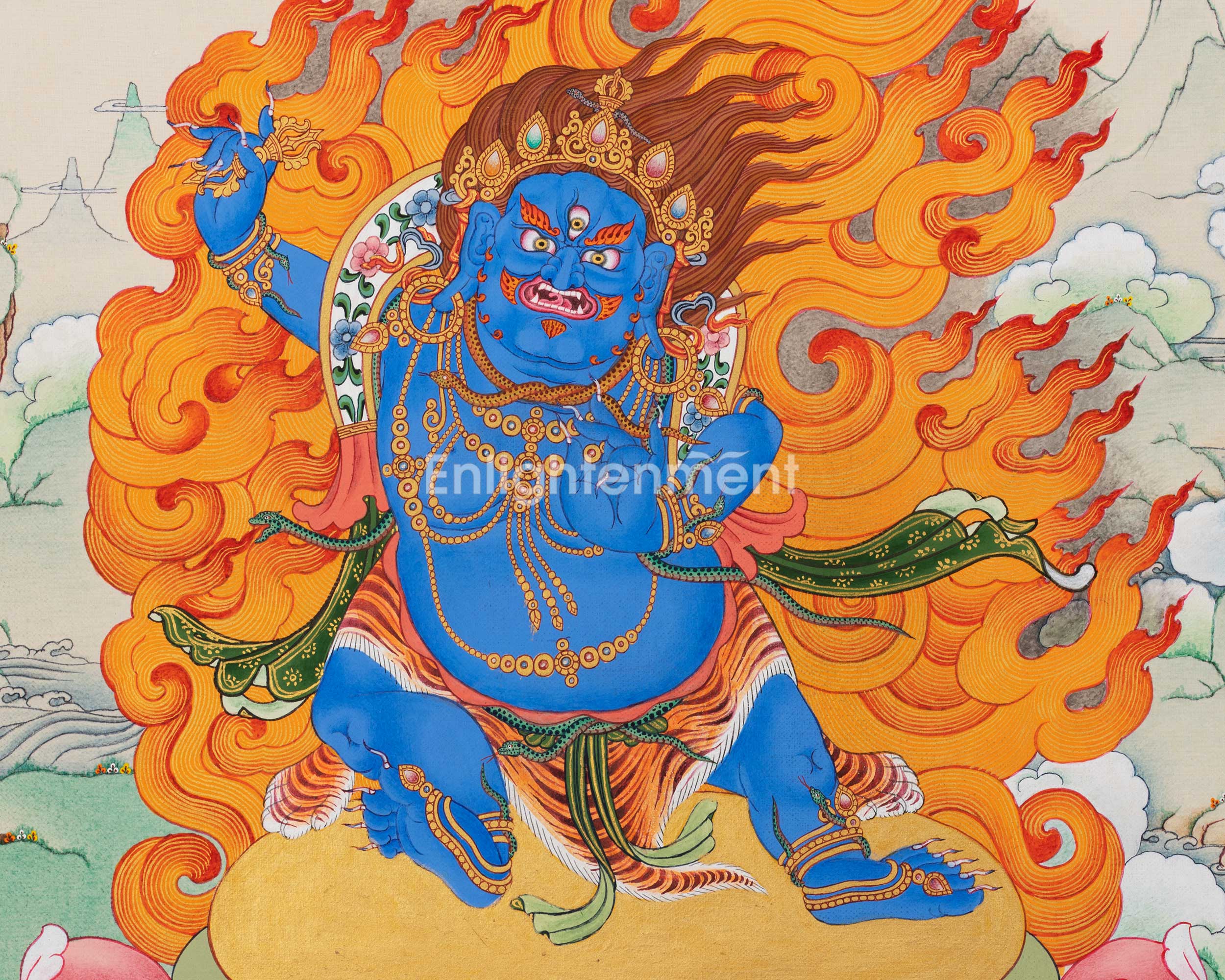 Buddhist Deity Vajrapani Thangka | Vajrayana Wall Decor