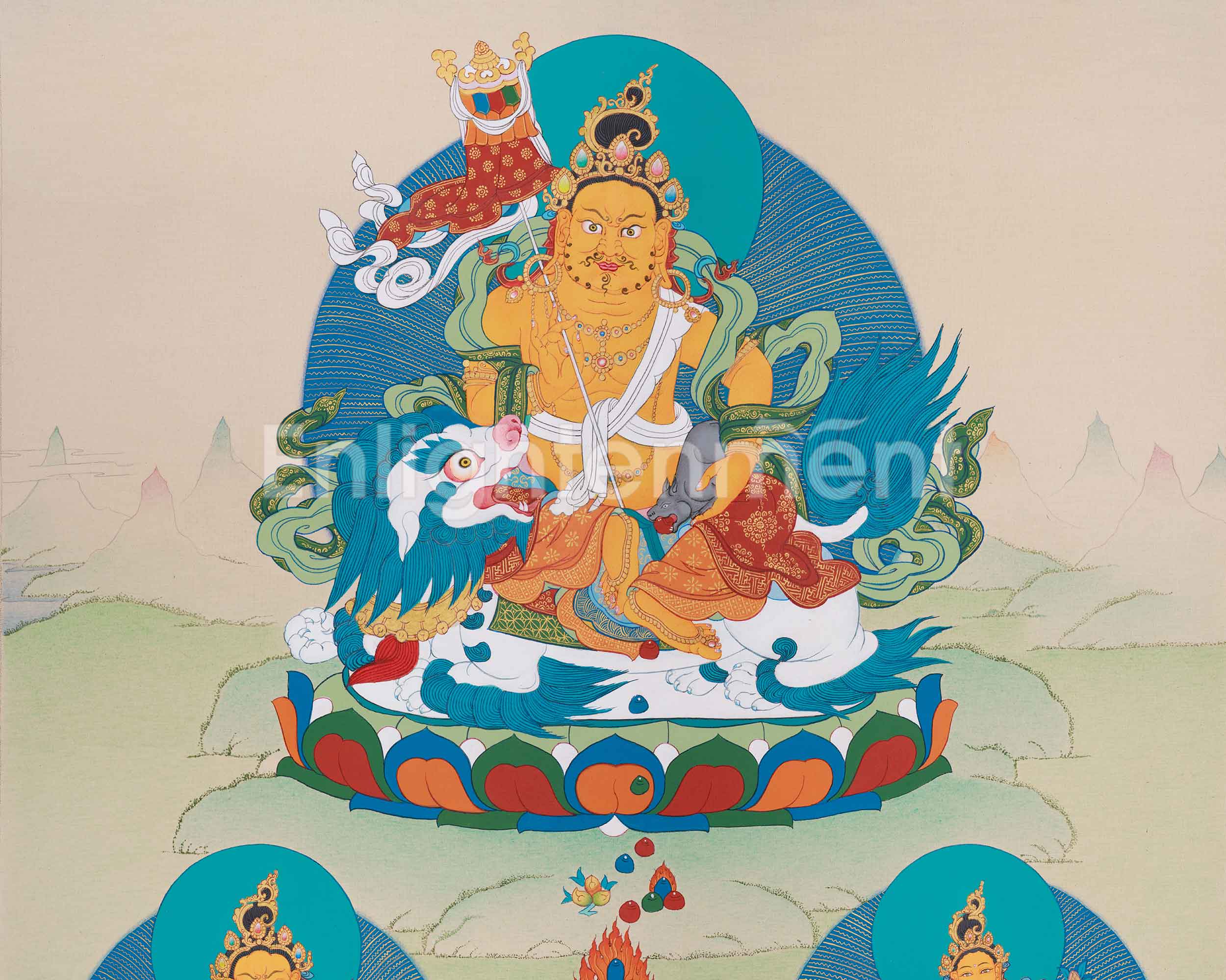 Namtoshe With Dzambhala and Vasudhara | Symbol of Wealth, Prosperity & Protection