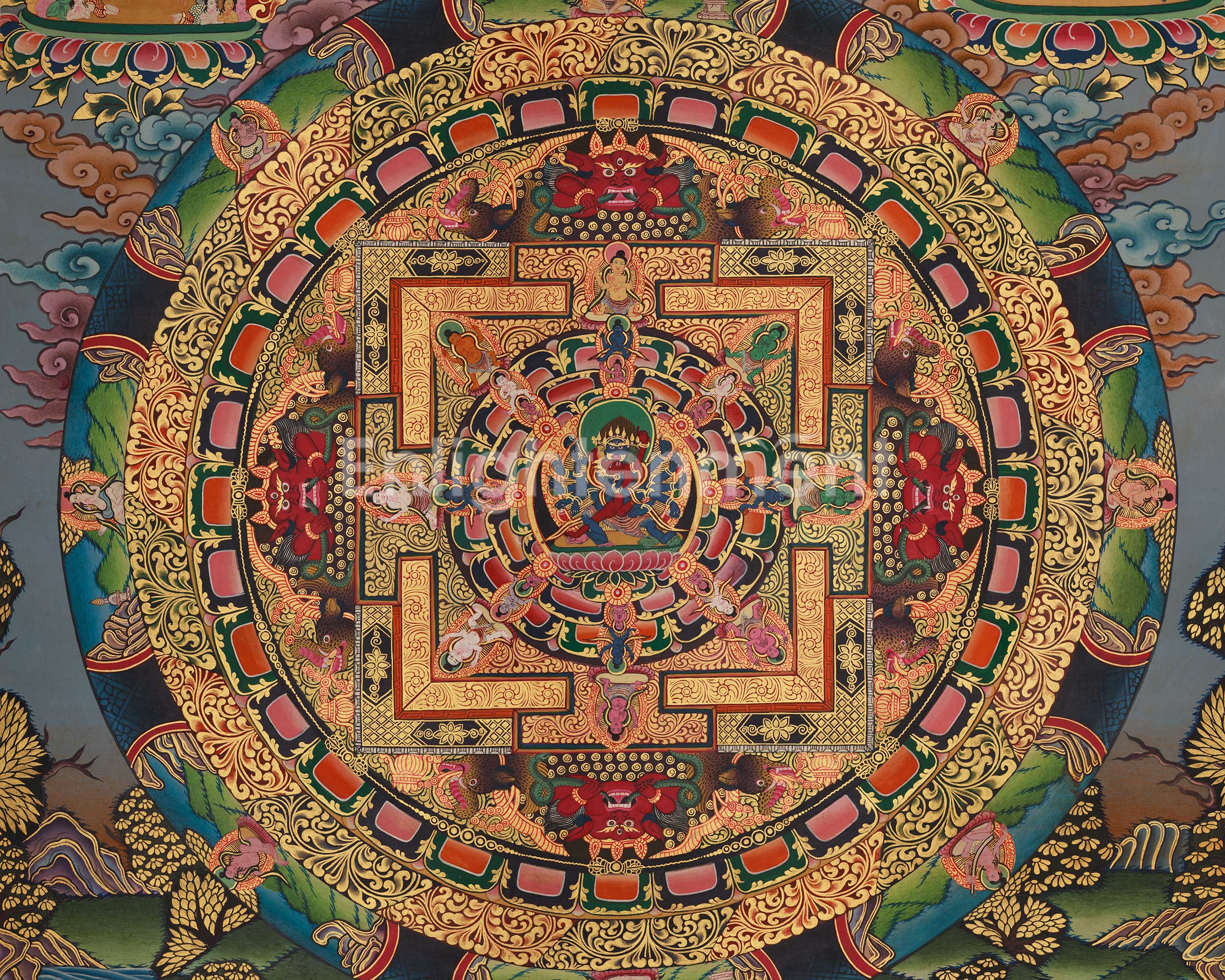 Chakrasamvara Mandala Painting | A Sacred Thangka of Divine Union, Wisdom, and Transformation
