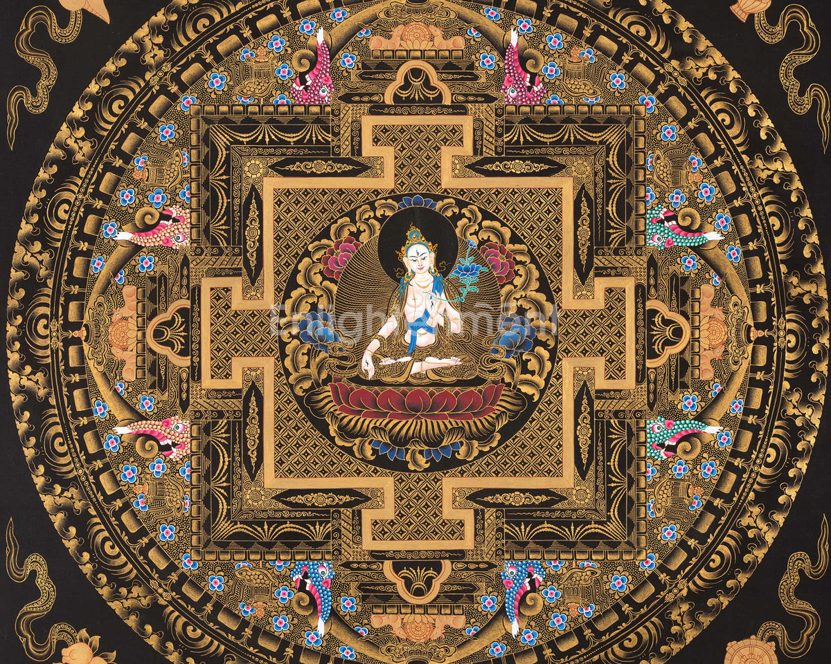 Arya Tara Mandala Thangka Painting | Original Hand Pained Art For Good Luck | Tibetan Wall Decoration Thangka Painting