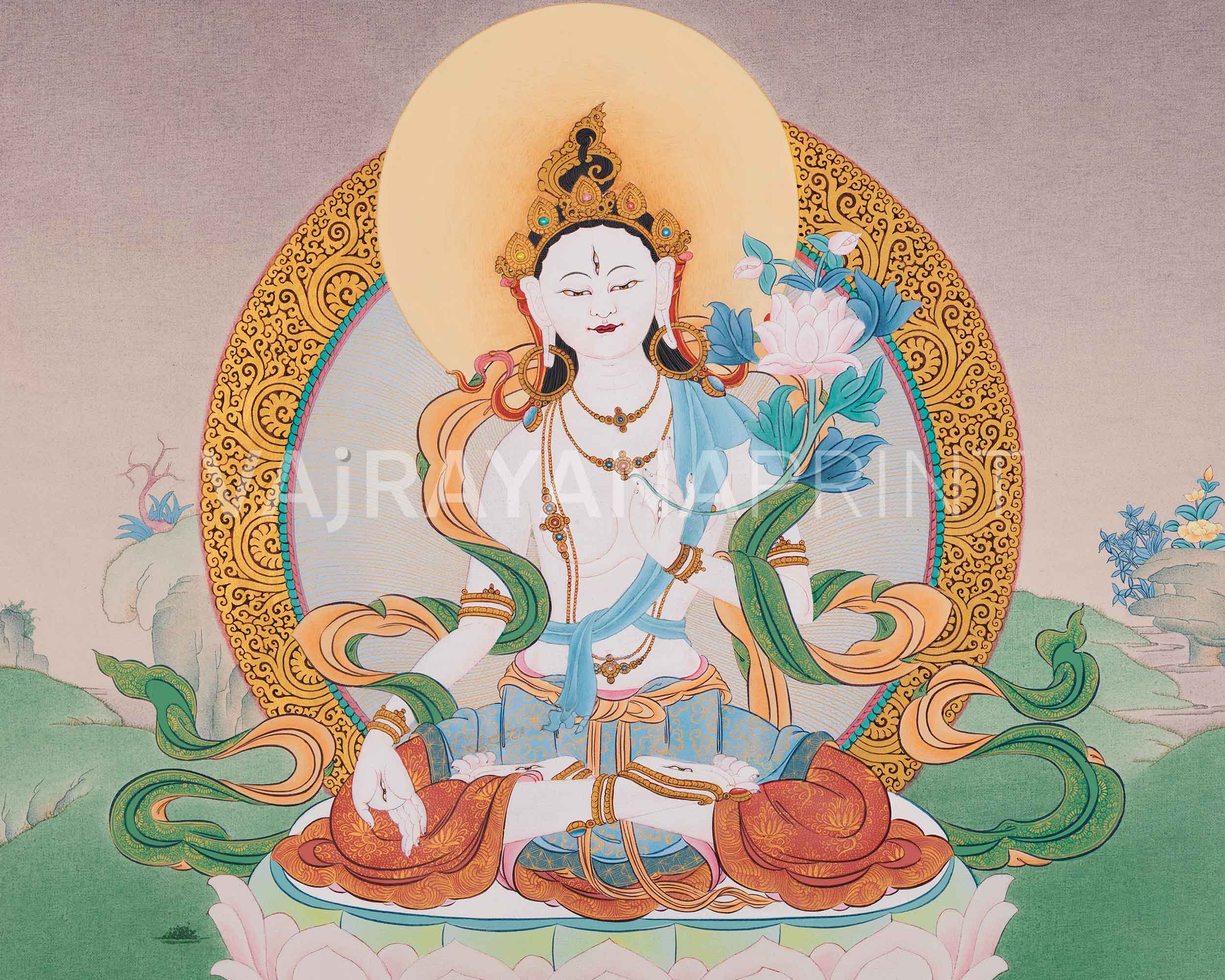 Goddess White Tara Giclee Canvas Print | Female Bodhisattva