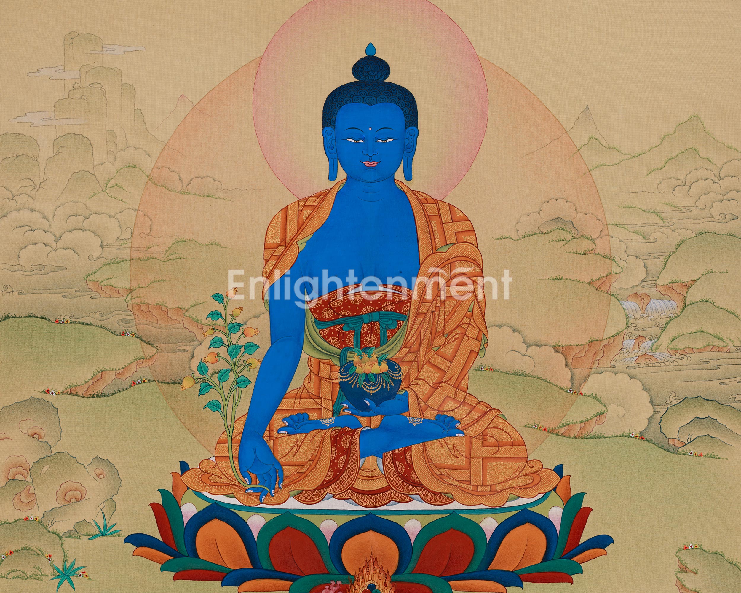 Exclusive Thangka of Healer Medicine Buddha | The Divine Buddha of Healing and Protection