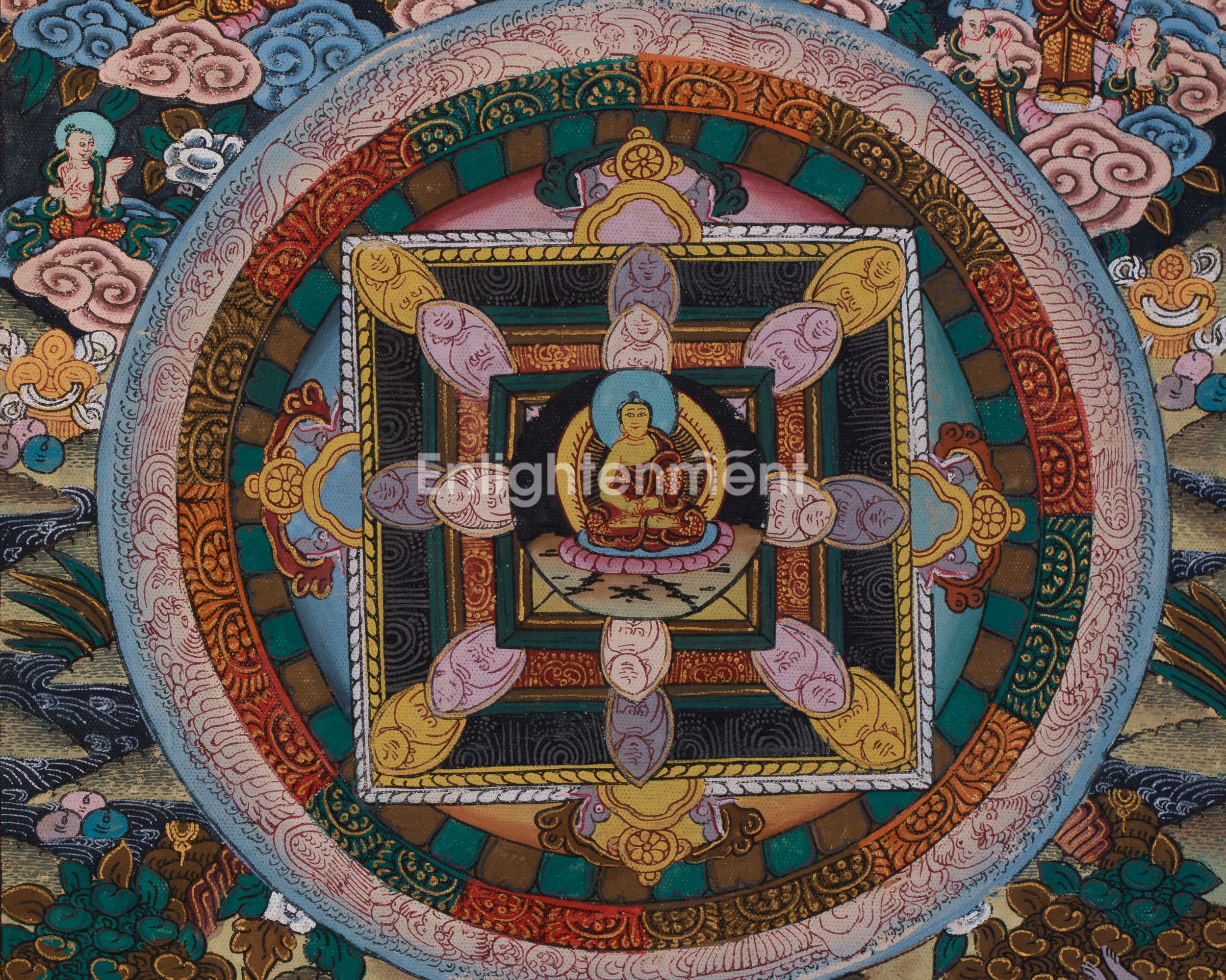 Buddha Mandala on Canvas | Sacred Buddhist Geometry for Meditation