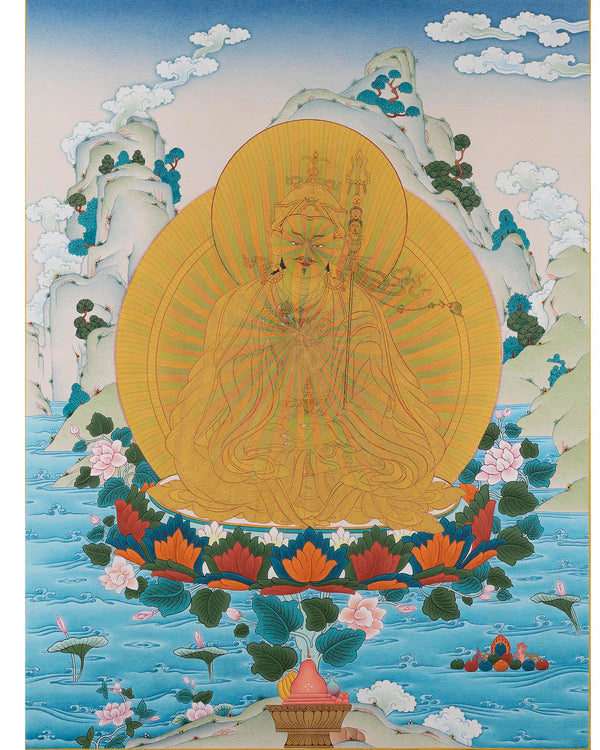 Guru Padmasambhava Rainbow Body Thangka | Enlightened Buddha