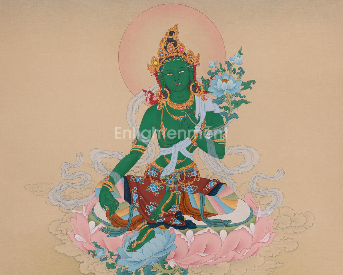 Green Tara Swift Liberator Thangka | Shyama Tara | Symbolize Compassion in Action