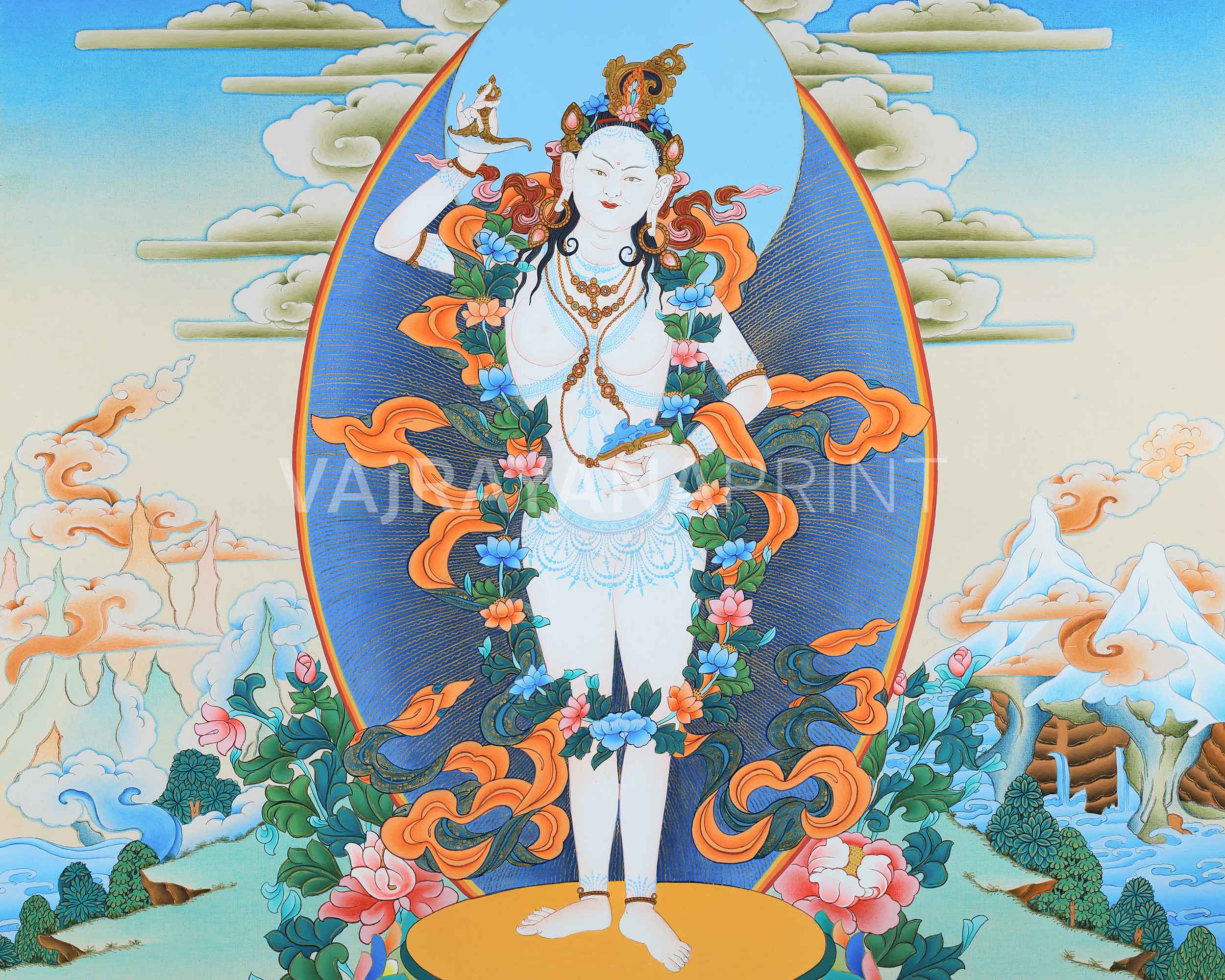 Standing Yeshe Tsogyal Print | Tibetan Yogini and Enlightened Consort of Guru Rinpoche
