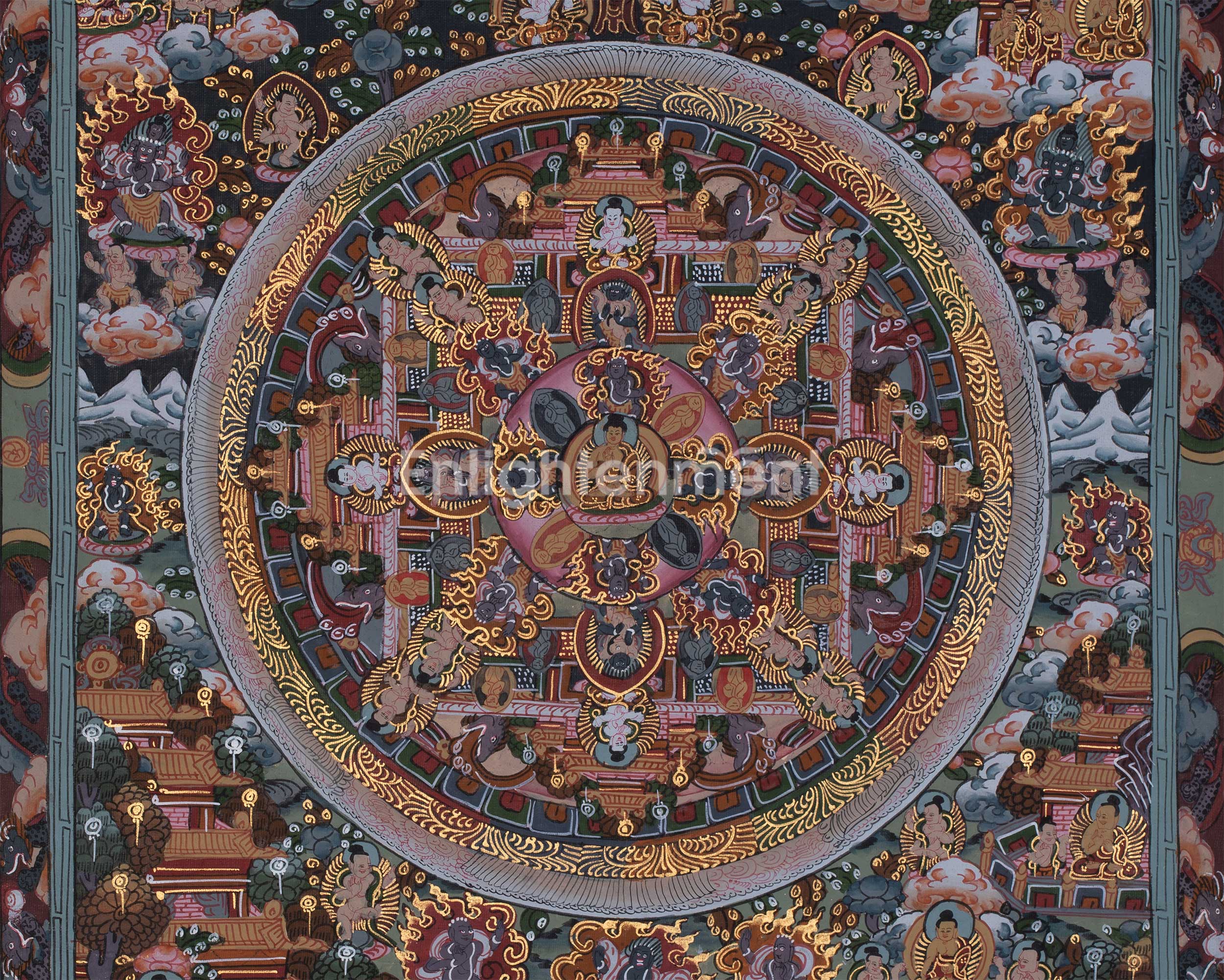 Spiritual Buddha Mandala Painting | Sacred Tibetan Artwork