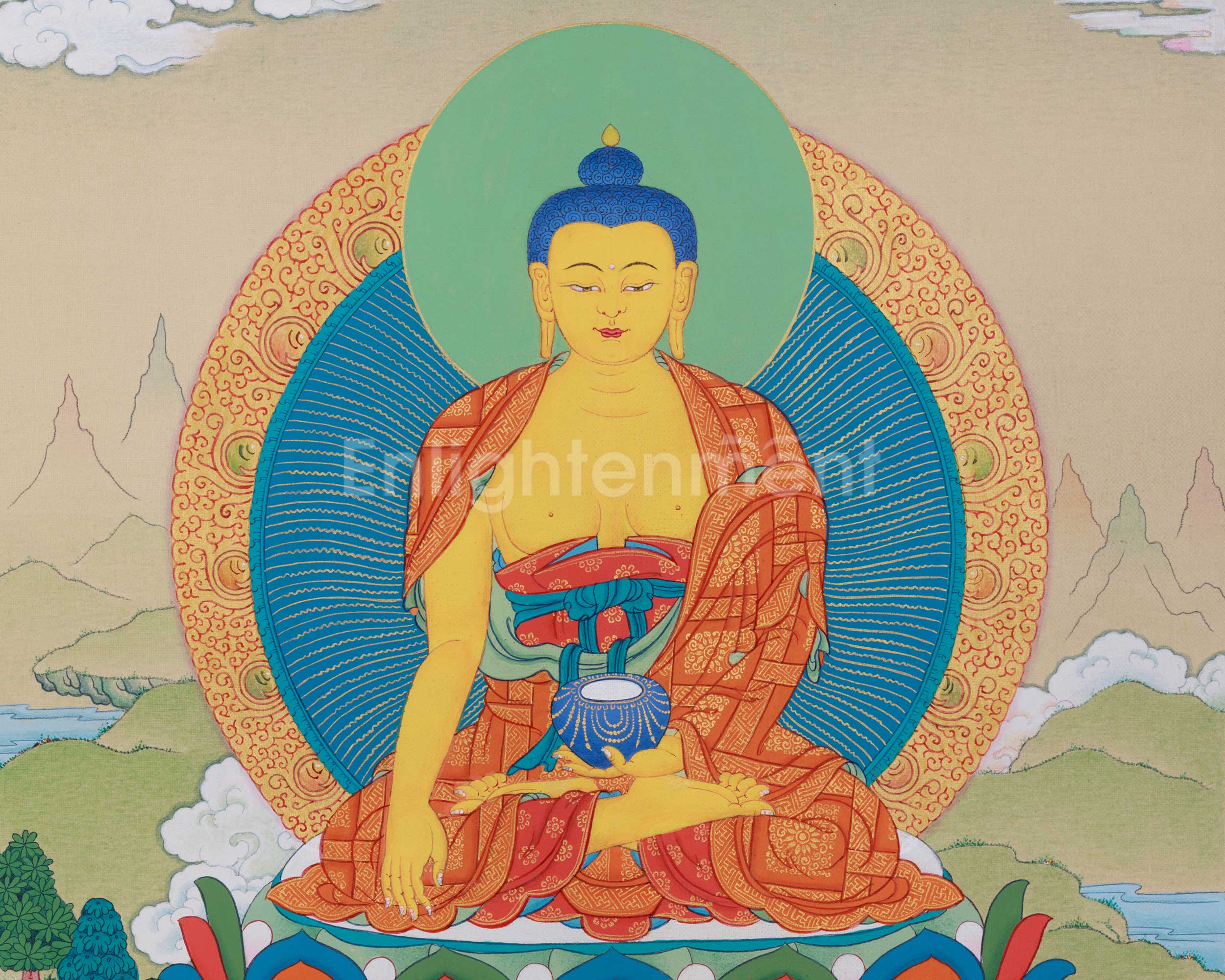 Small Buddha Thangka in 24K Gold