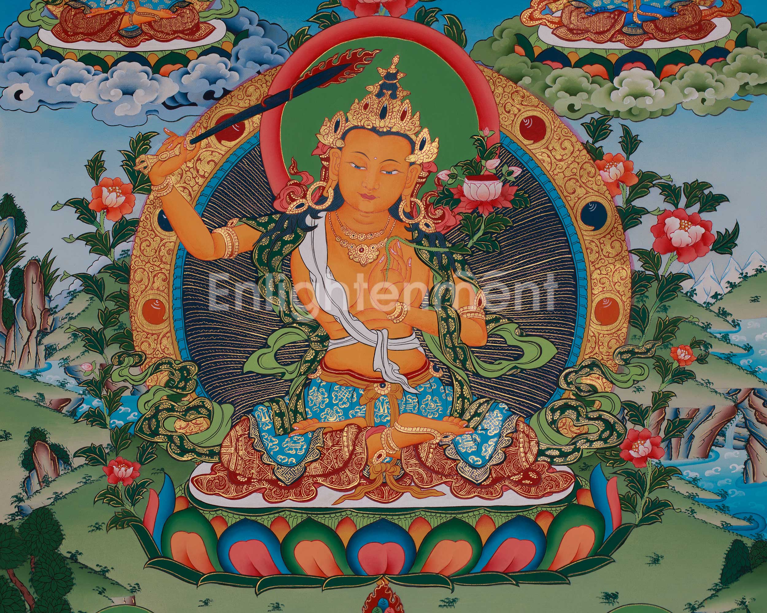 Five Manjushri Thangka | Depiction of Wisdom in Five Divine Forms