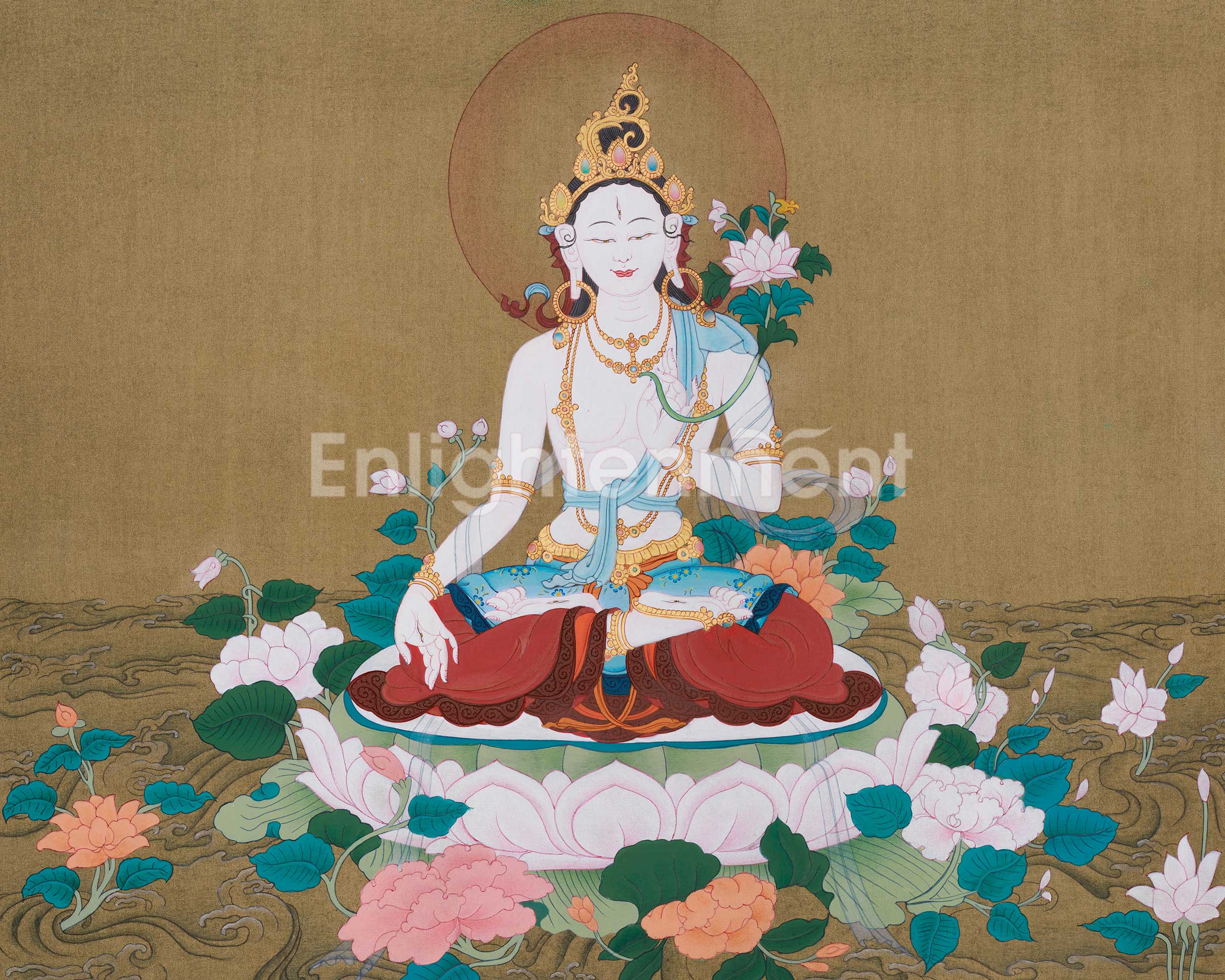 Traditional White Tara Painting | Goddess of Longevity and Healing