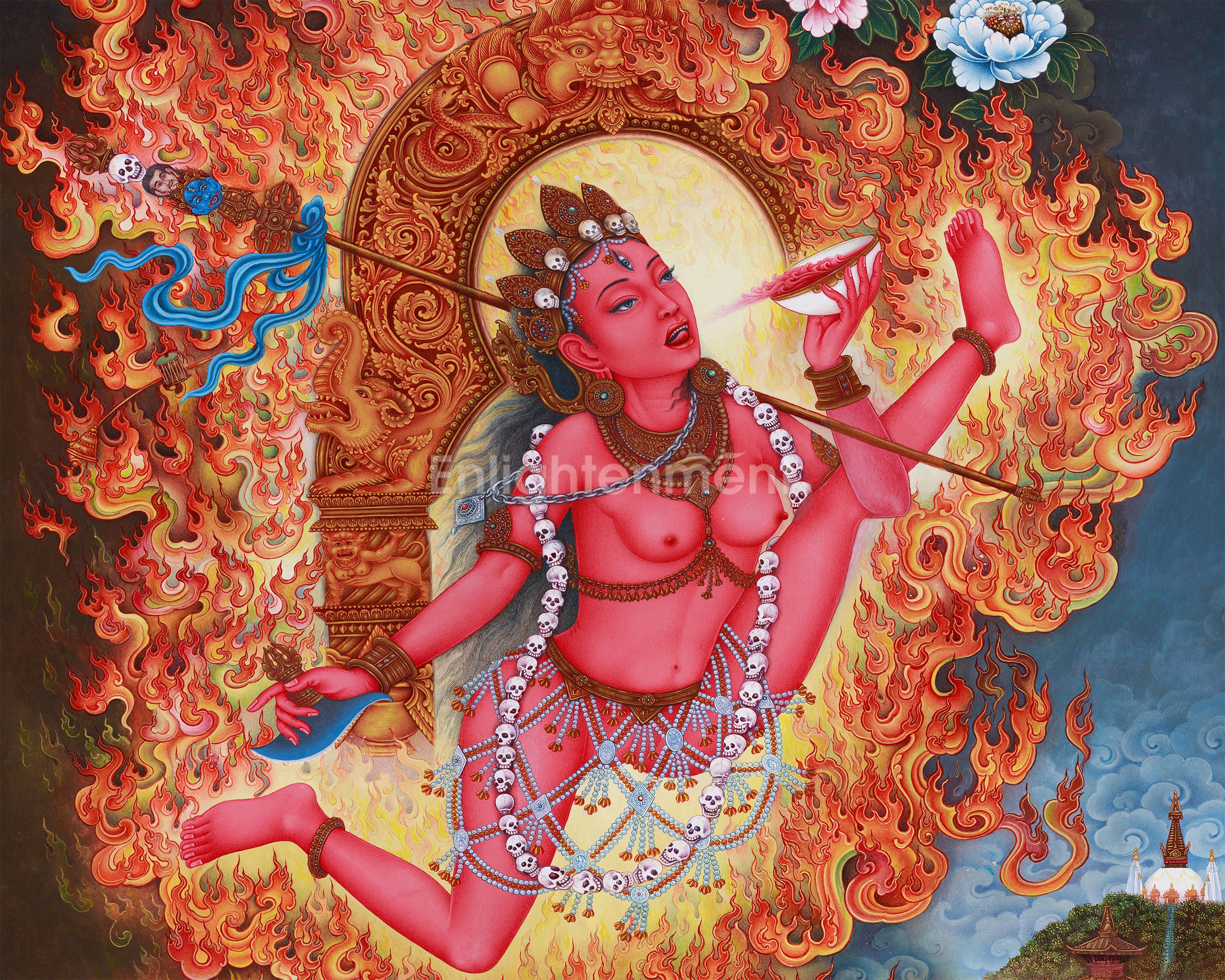 Vidyadhari Yogini in Paubha Style | Flying Vajrayogini | Goddess of Wisdom