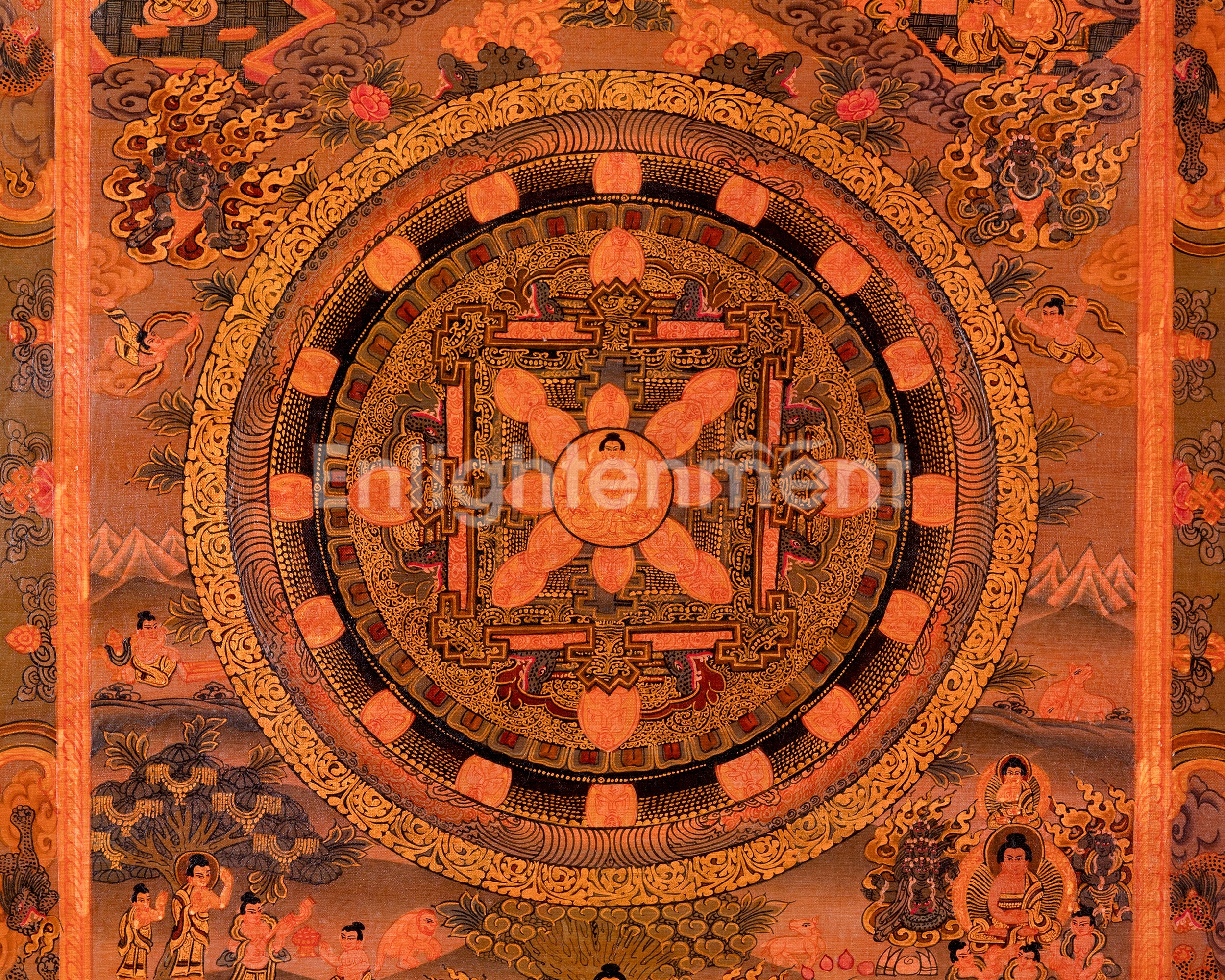 Buddha Mandala Thangka | Traditional Tibetan Artwork | Religious Wall Decors