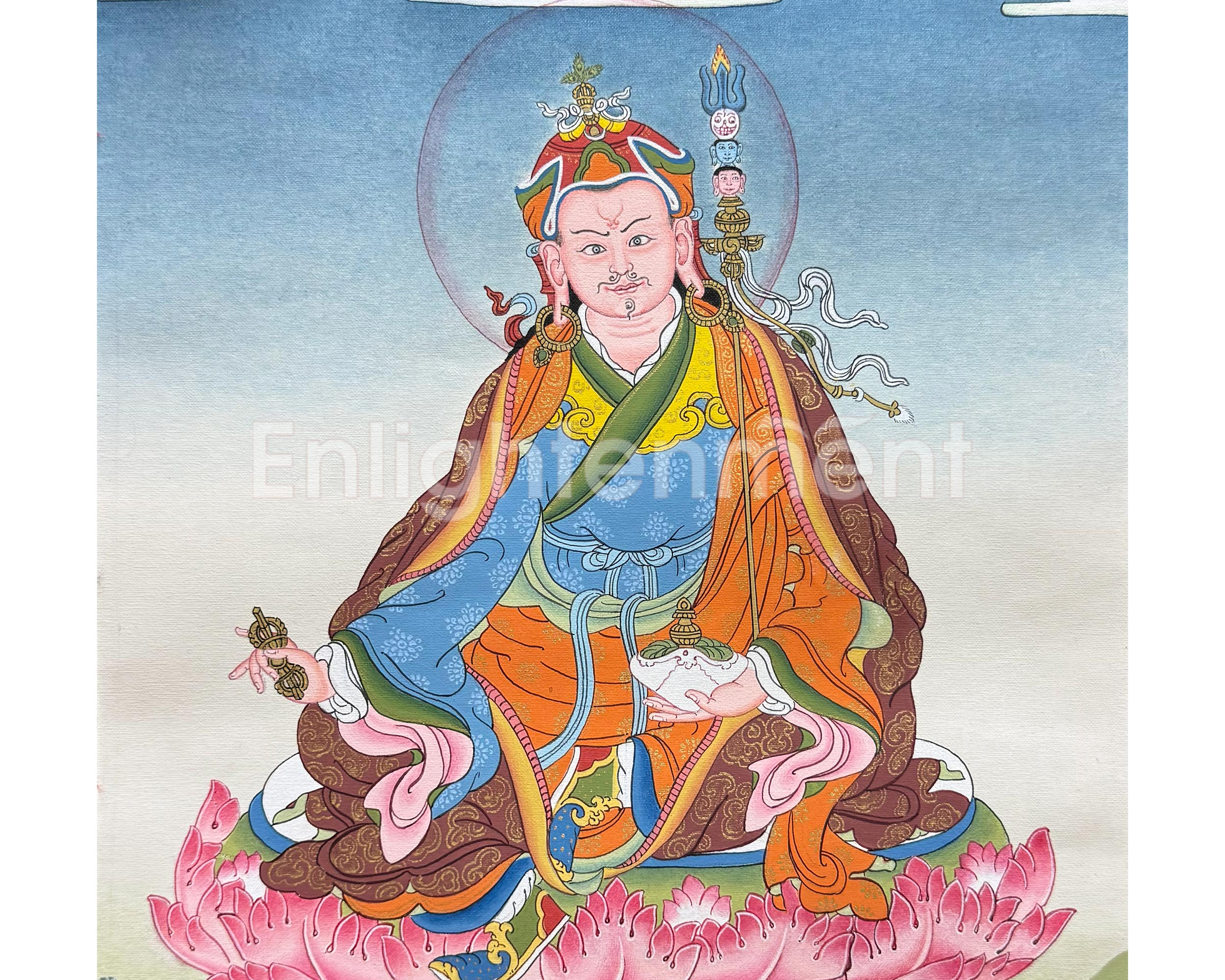 Guru Rinpoche Thangka With Brocade |  Embodiment of Profound Wisdom