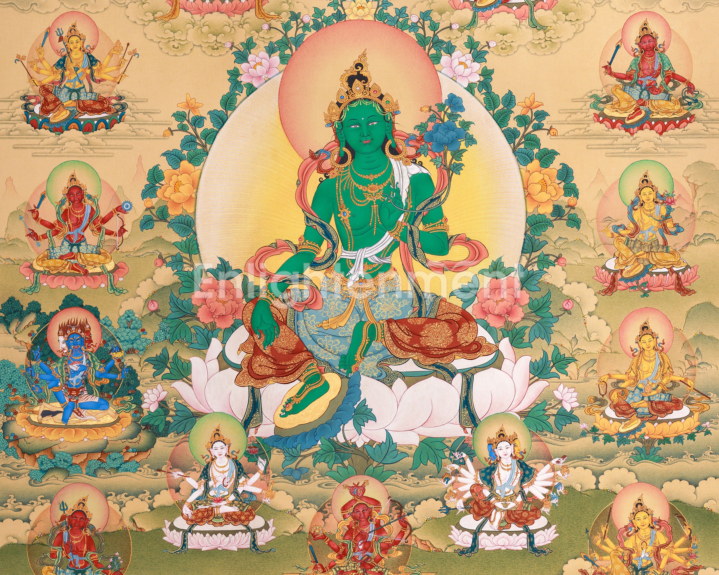 Suryagupta 21 Taras Thangka Print | Wisdom and Protection | Print on Hahnemühle Paper