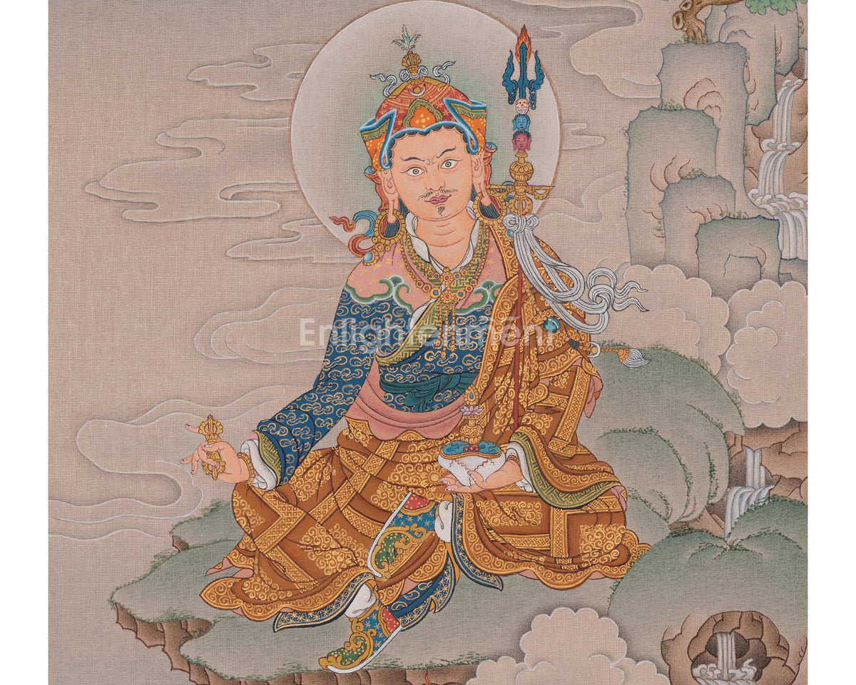Spiritual Guru Rinpoche Thangka Painting | Padmasambhava Artwork | Wisdom Deity