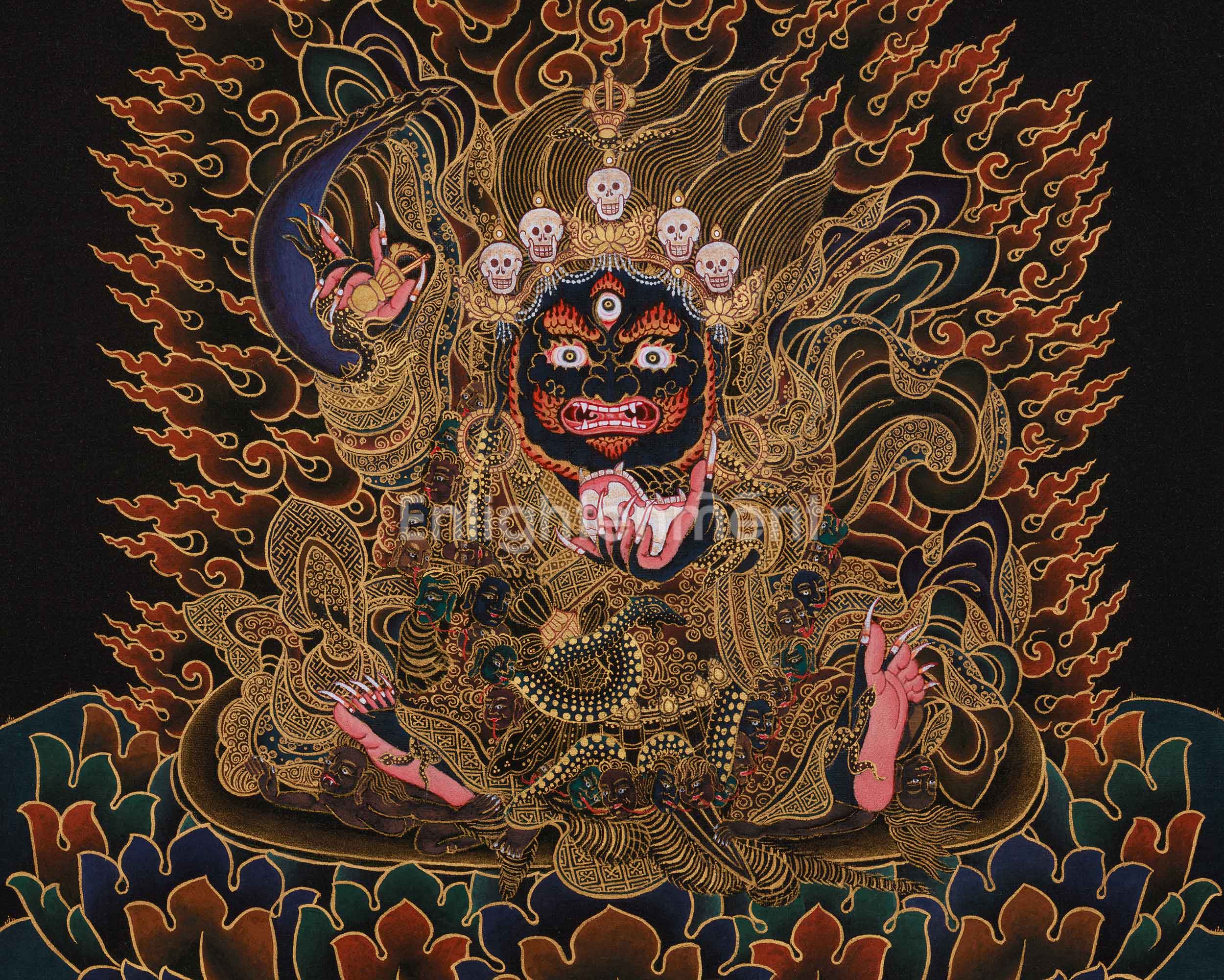 Wrathful Mahakala Bernagchen Thangka | Protector Buddhist Deity