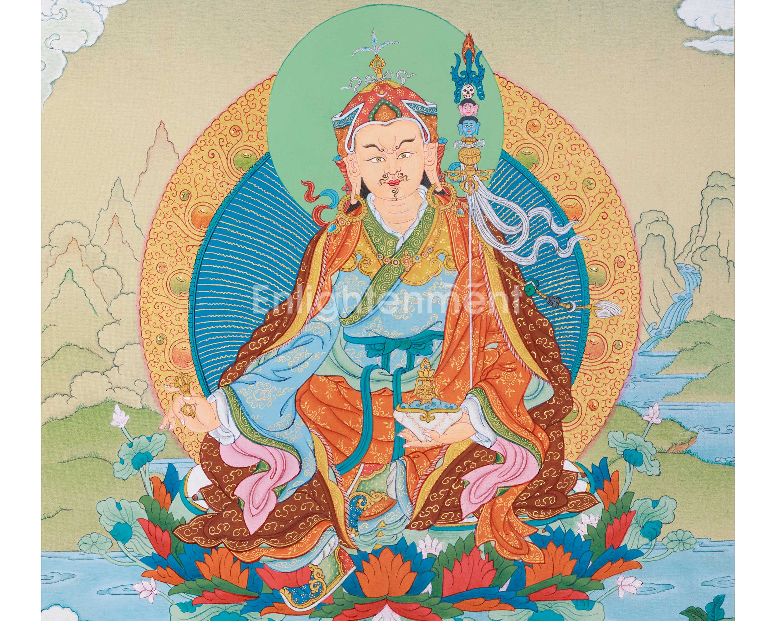 Guru Rinpoche Thangka: Free Brocade