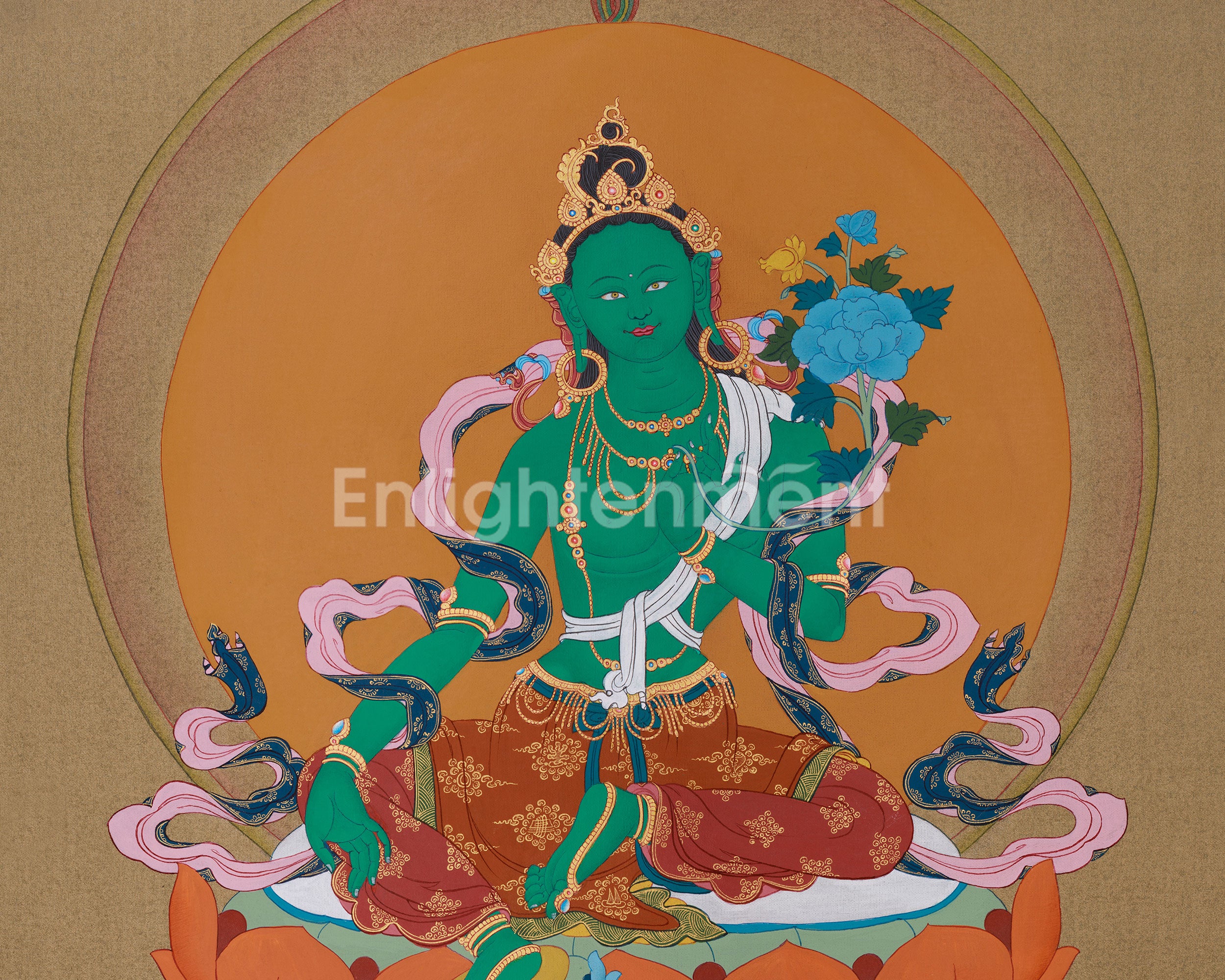 The Green Tara Goddess Painting | Divine Feminine Altar Decor