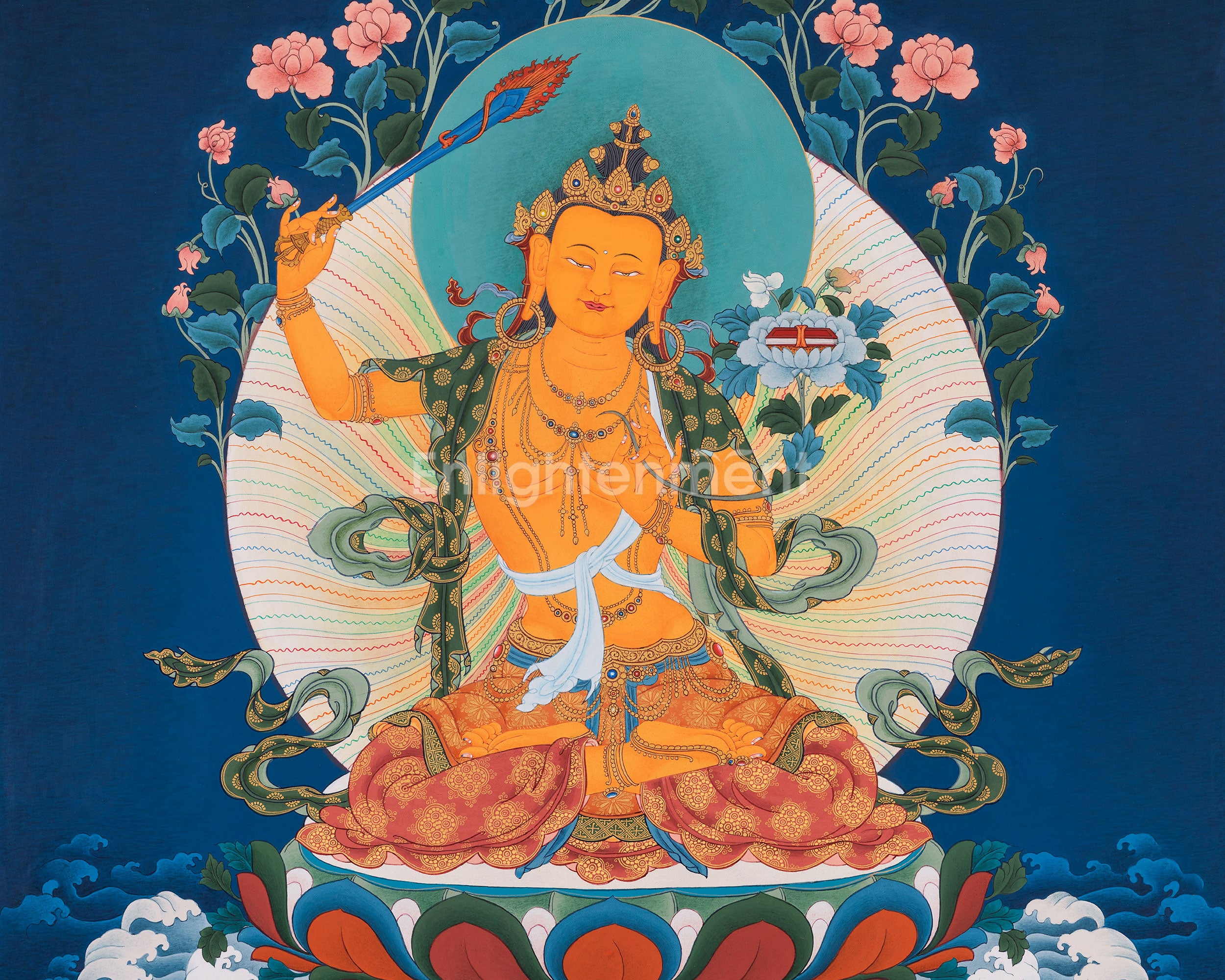 Manjushri: The Buddha of Wisdom | Traditional Karma Gadri Style