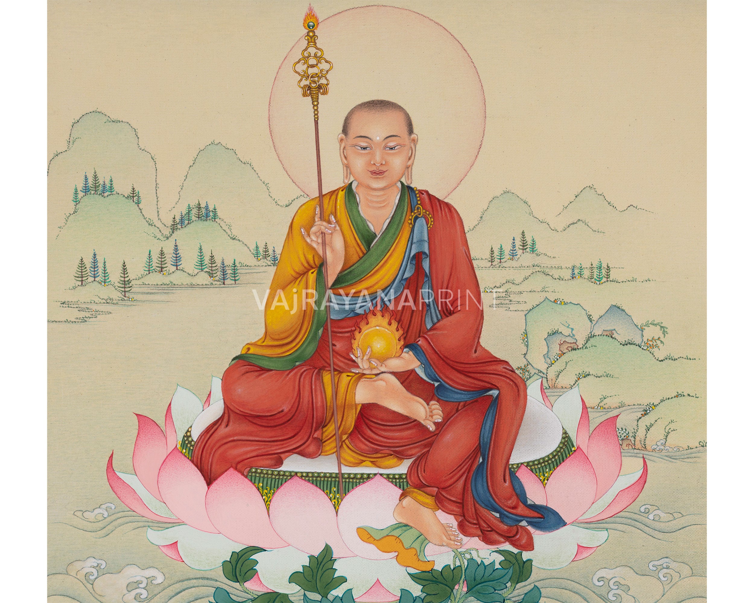 Spiritual Protector Kshitigarbha Print | Digital Print | Guardian of the Six Realms