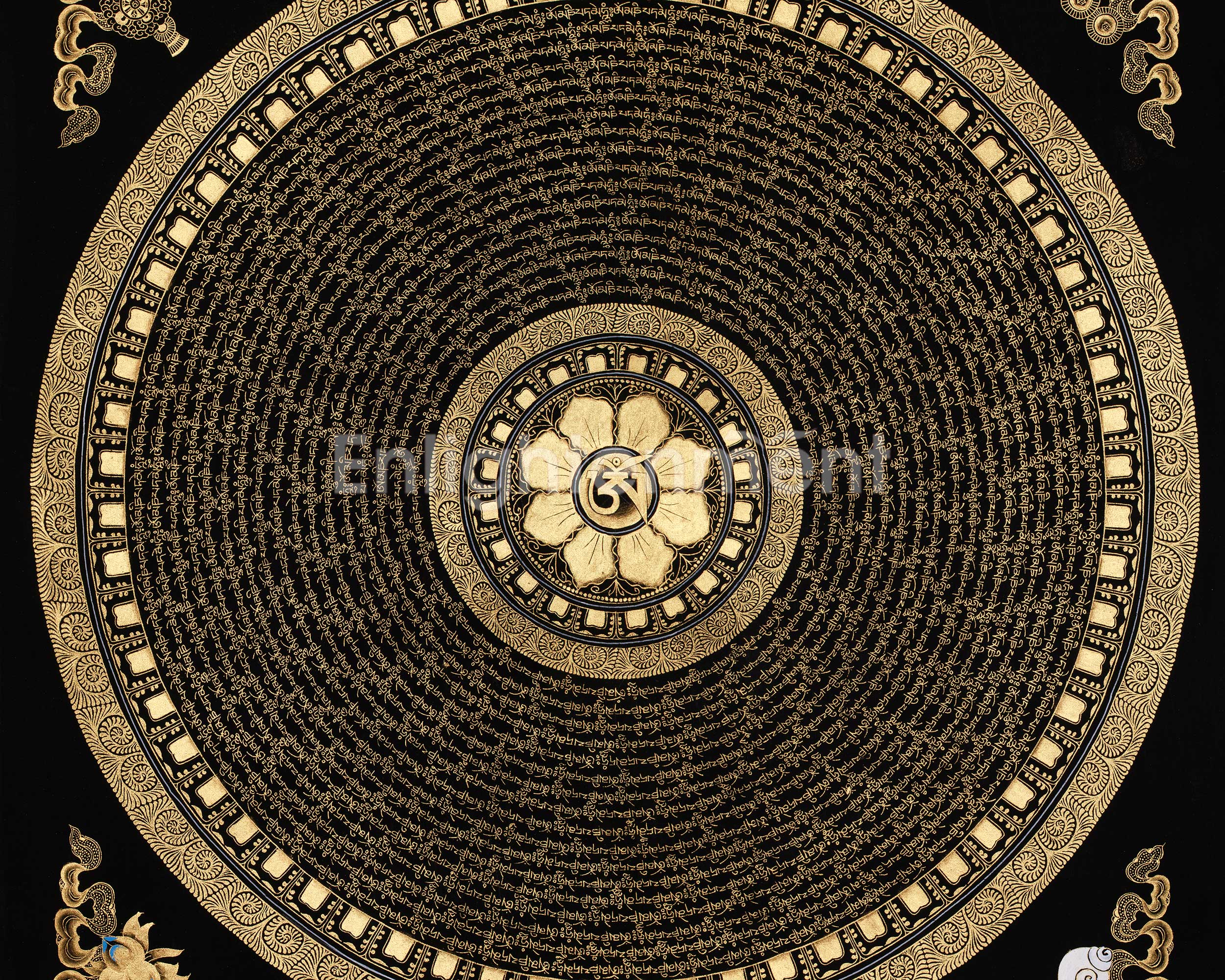 Traditional Tibetan Mantra Mandala Thangka | Meditation Room Decor