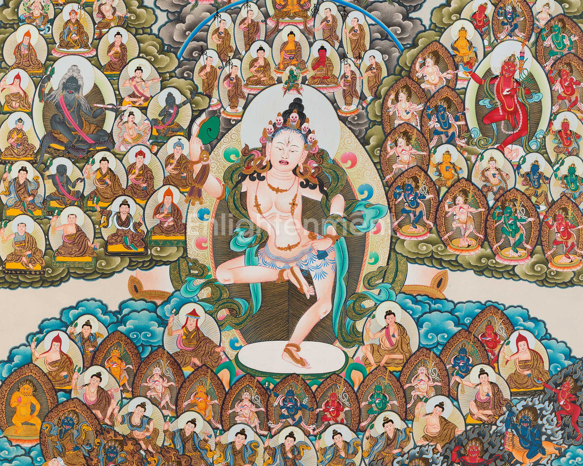 Hand-Painted Machig Labdron Lineage Tree Thangka | High-Quality Thangka Painting