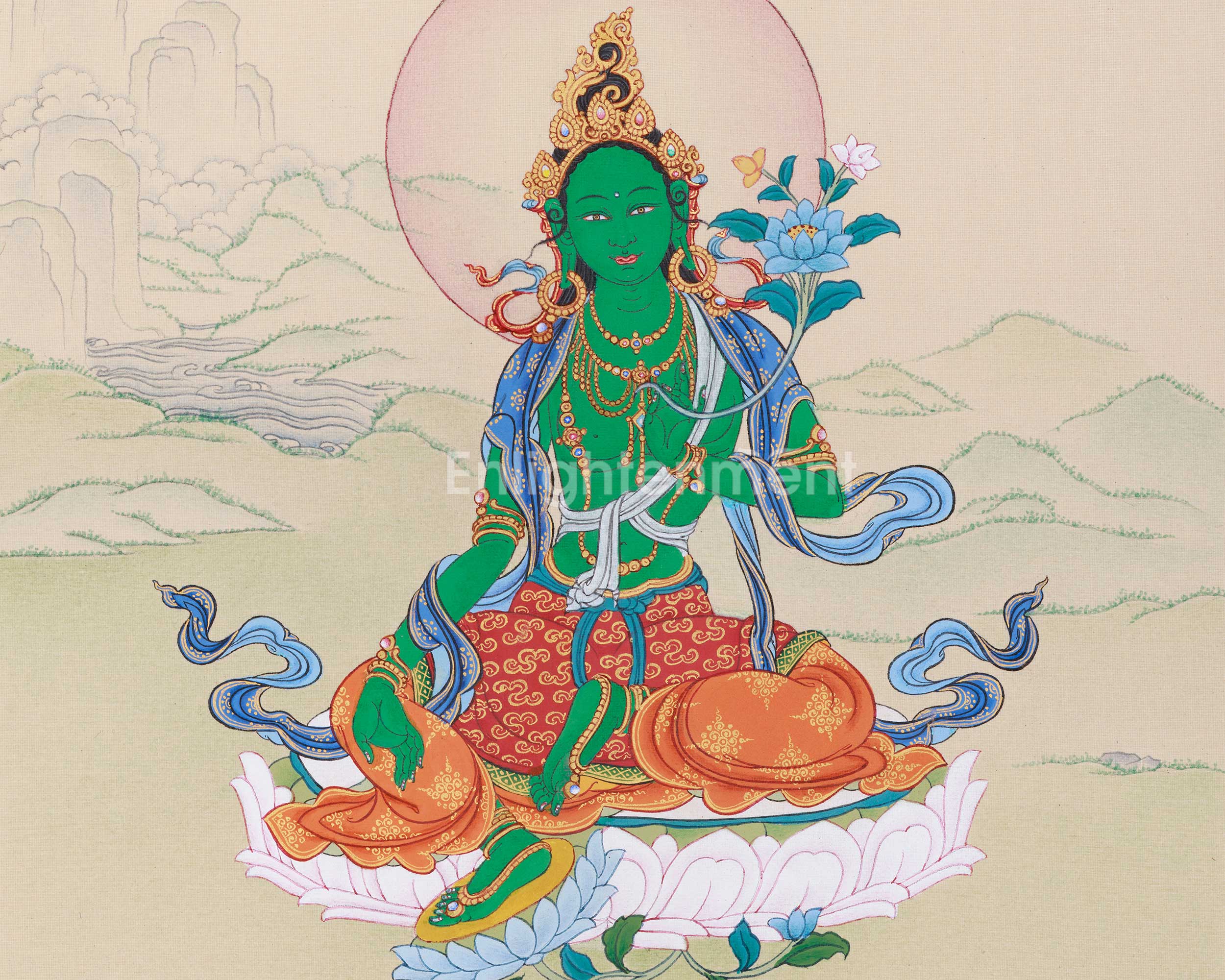 Traditional Shyama Tara Thangka | Green Tara, Goddess of Healing and Liberation