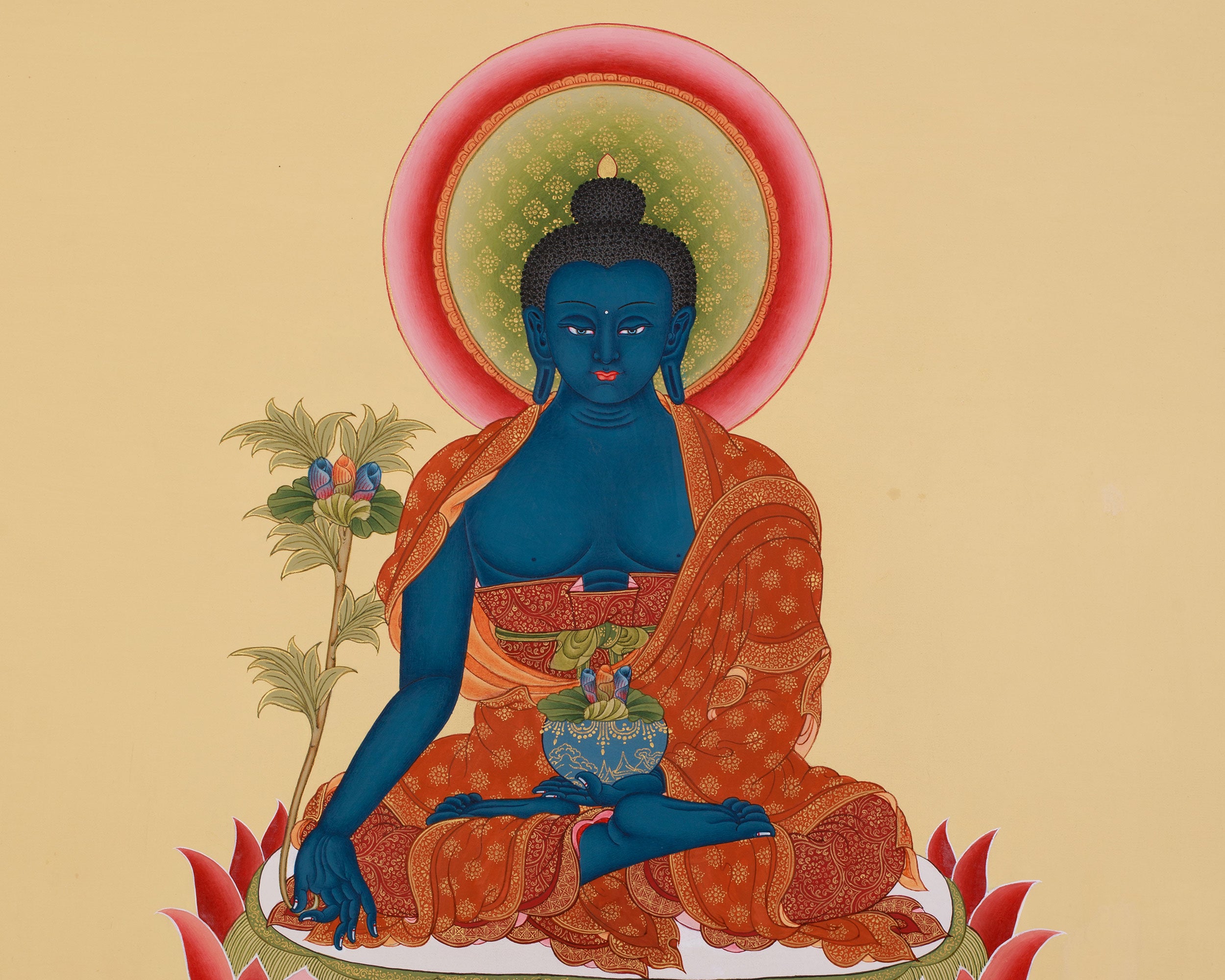 Blue Healing Buddha Thangka | Medicine Buddha Bhaisajyaguru