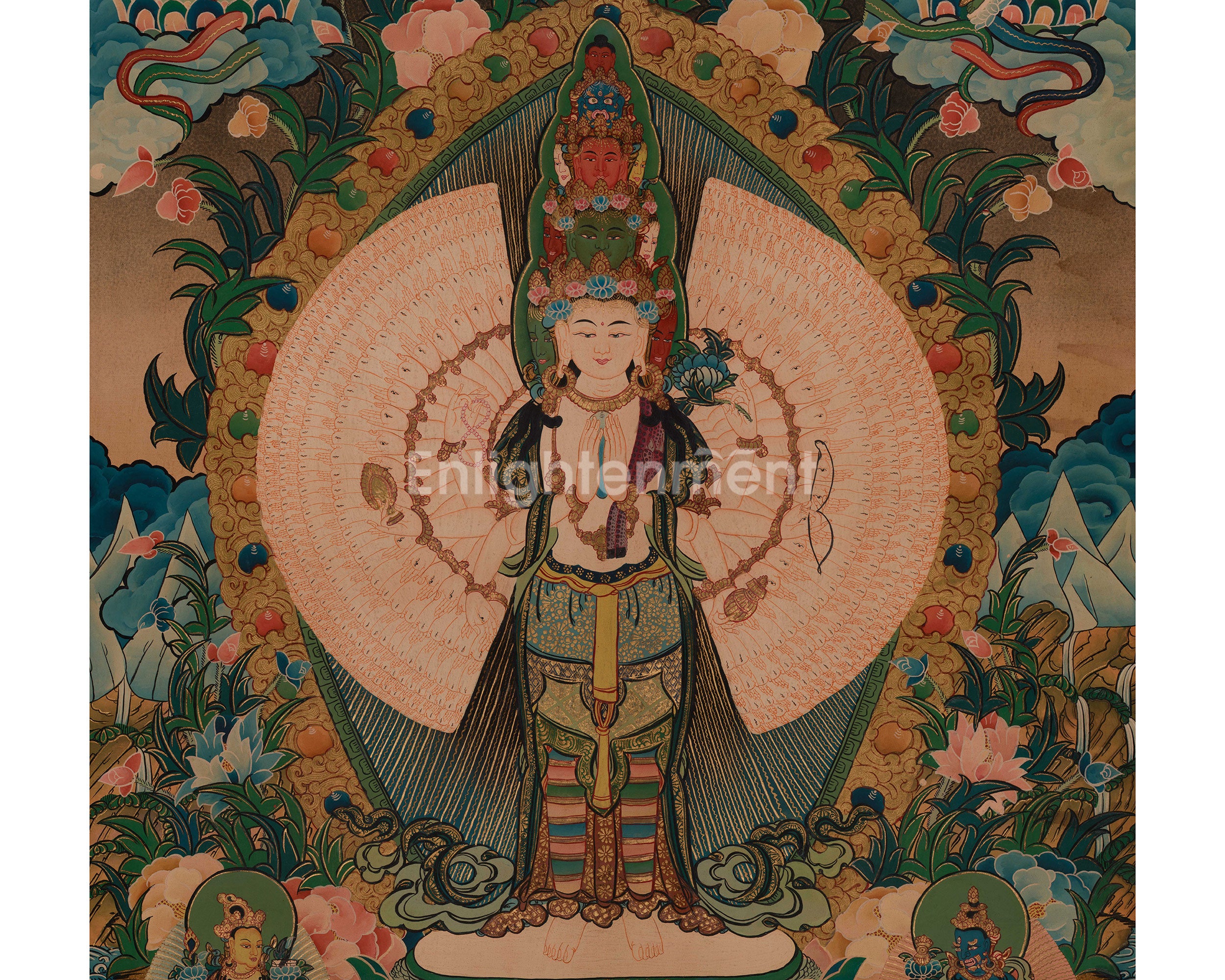 Himalayan 1000 Armed Chenrezig Thangka | Hand Painted Buddhist Compassion Art