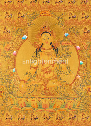 Big Size Gold 108 White Tara | Original Hand-Painted Female Bodhisattva Thangka