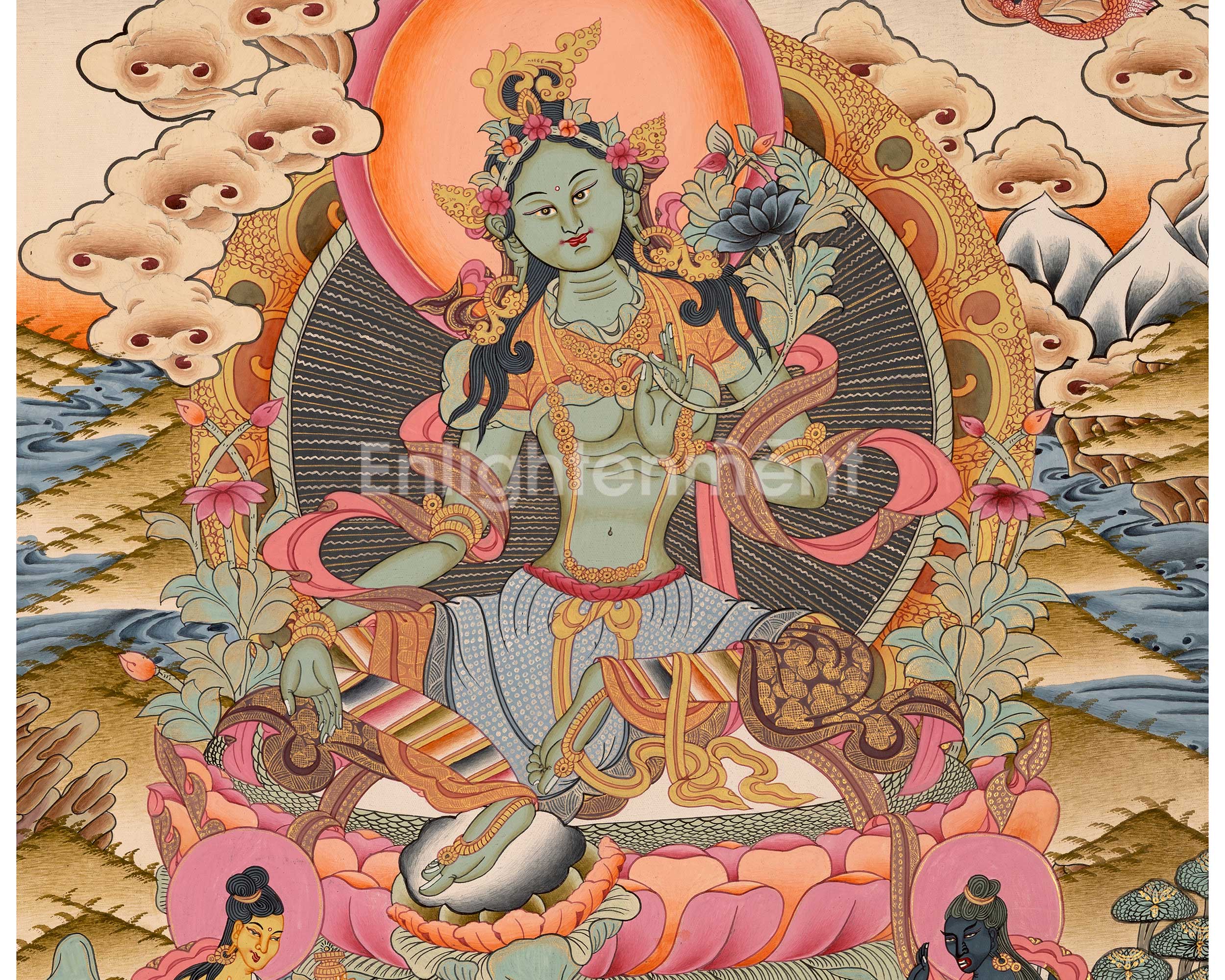 Green Tara Thangka Painting | Buddhist Gifts | Wall Decors