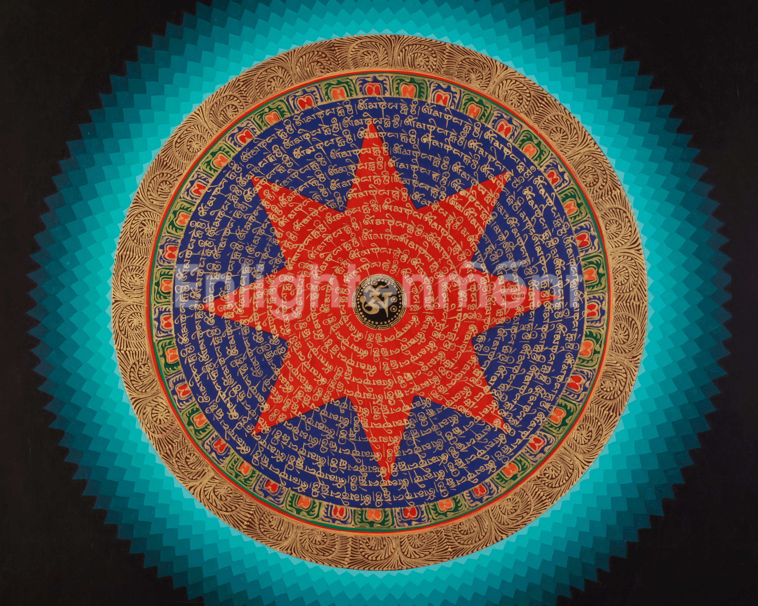 Mantra Mandala Wall Hanging Art | Hand-Painted Buddhist Thangka