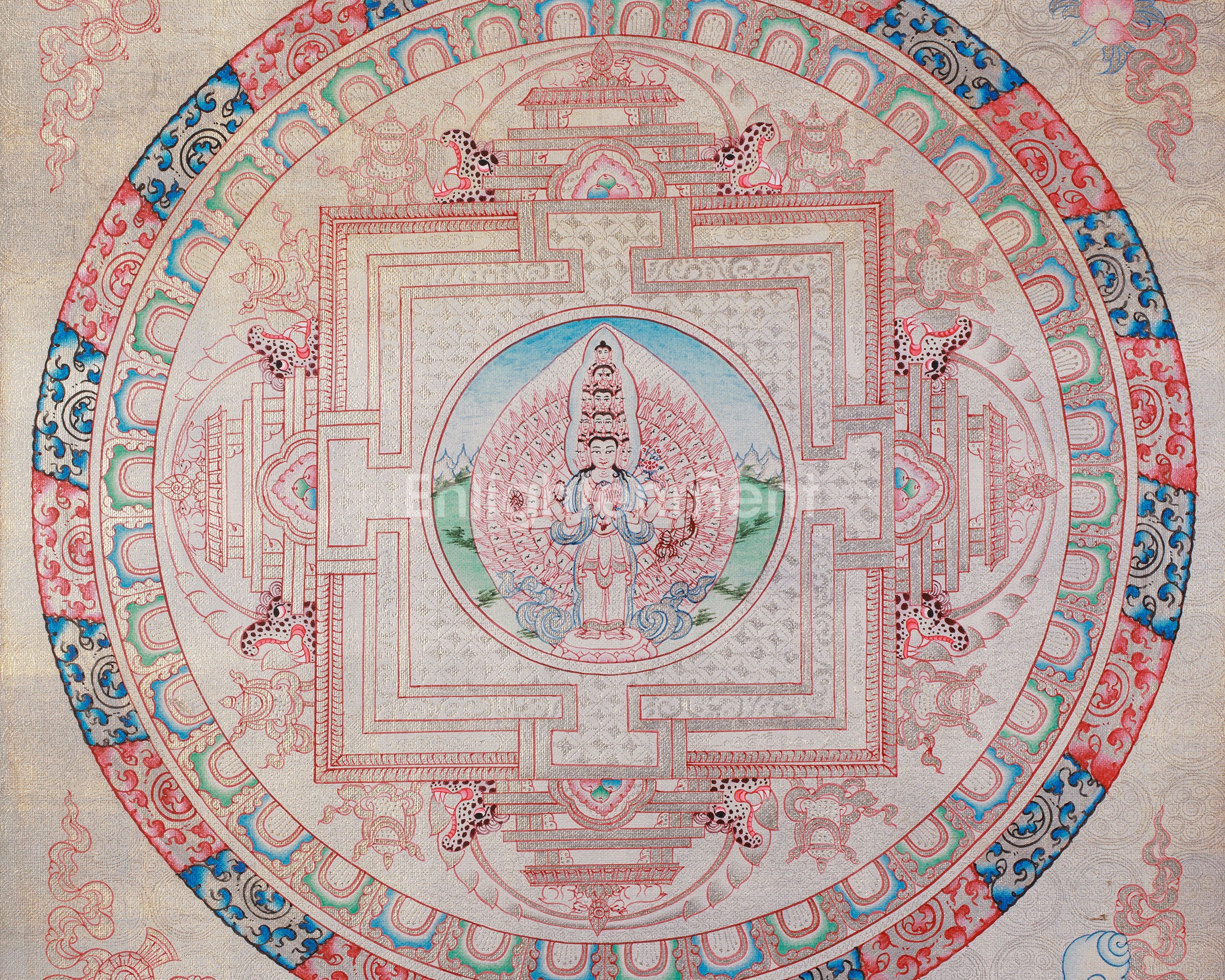 Traditional 1000 Armed Chenrezig Mandala |  Avalokiteshvara Art