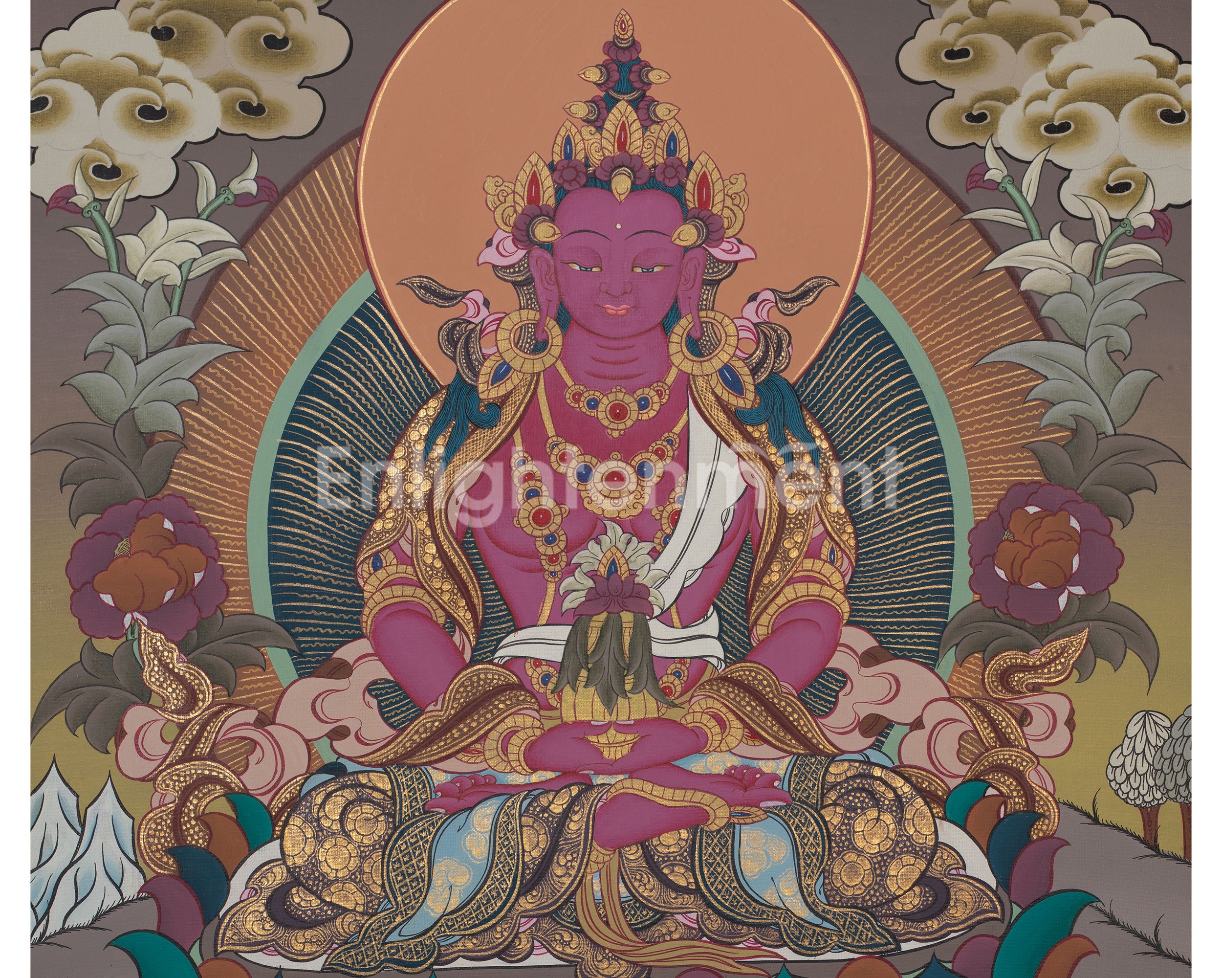 Amitayus Thangka Painting | Tibetan Art for Longevity, Healing & Enlightenment